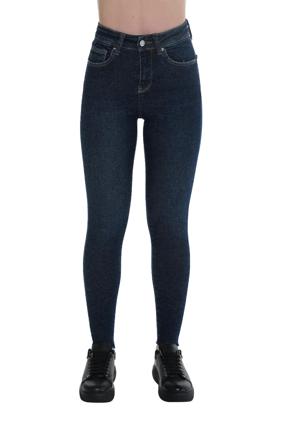 Navy Skinny Jeans With Zipper To Close