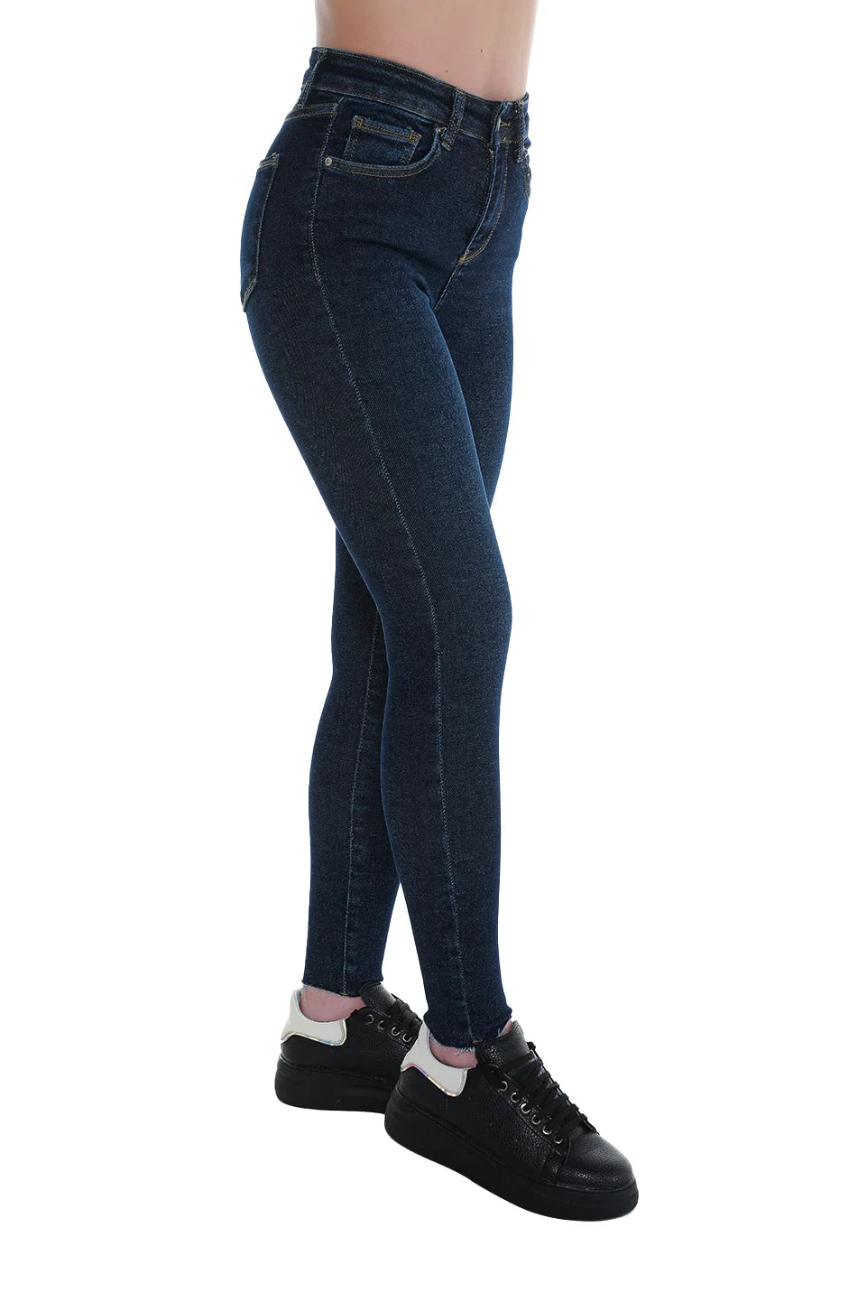 Navy Skinny Jeans With Zipper To Close