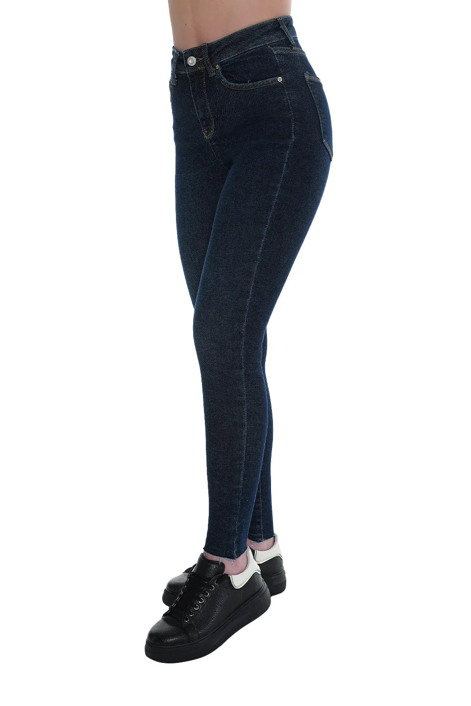 Navy Skinny Jeans With Zipper To Close