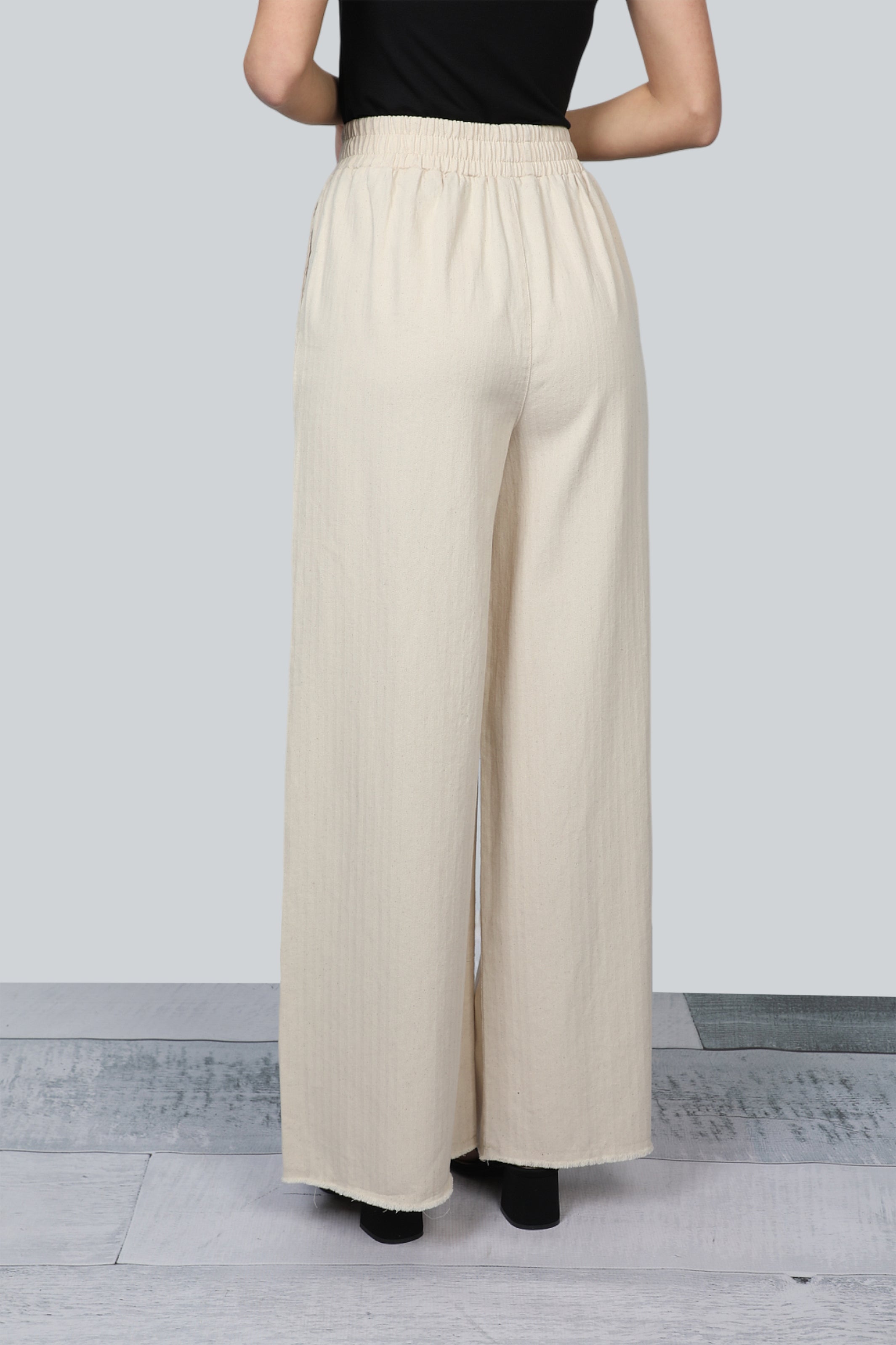 Beige Regular Pants With Printed Text Design