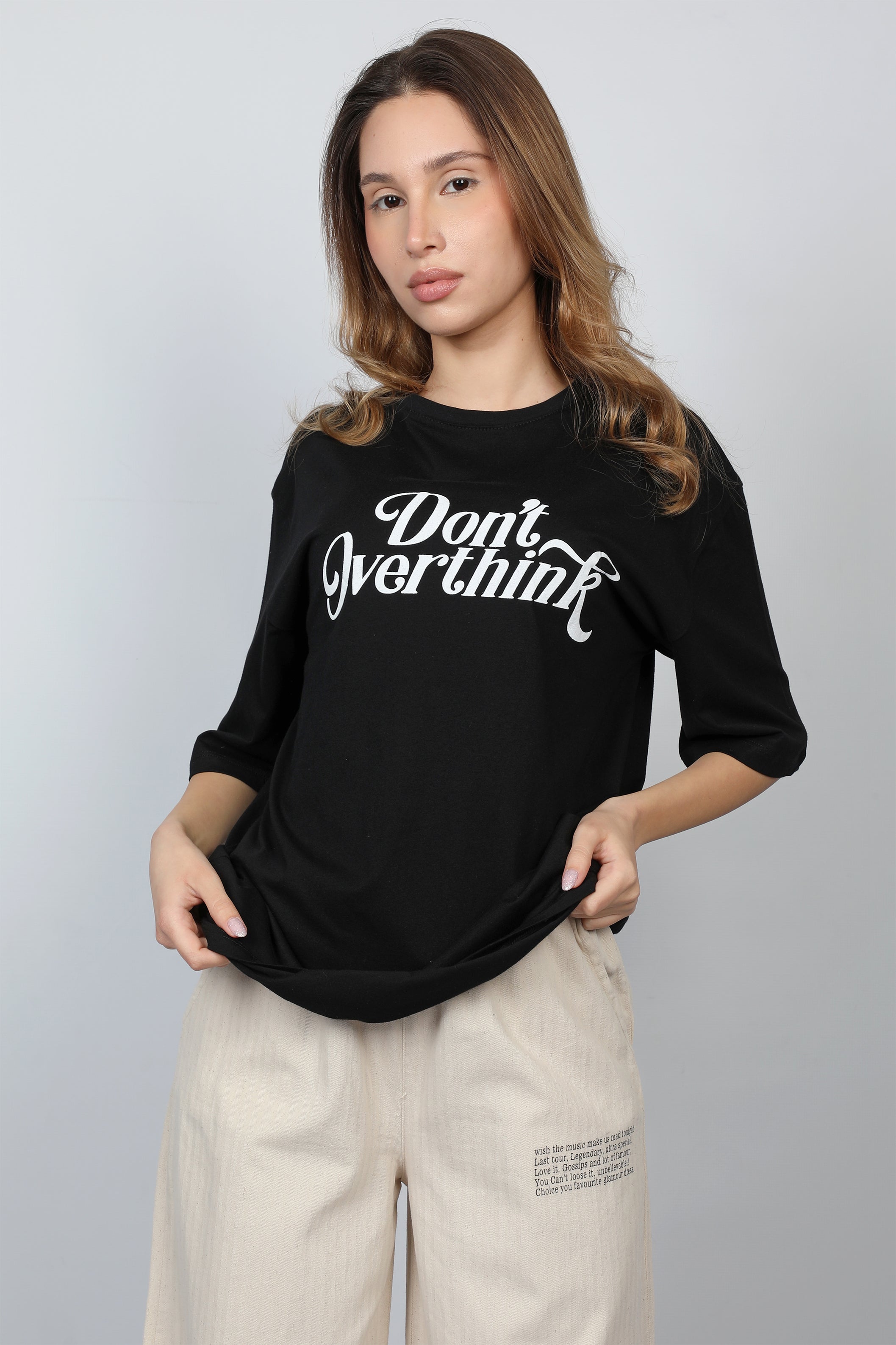 "Don't Overthink" Black Oversized T-shirt