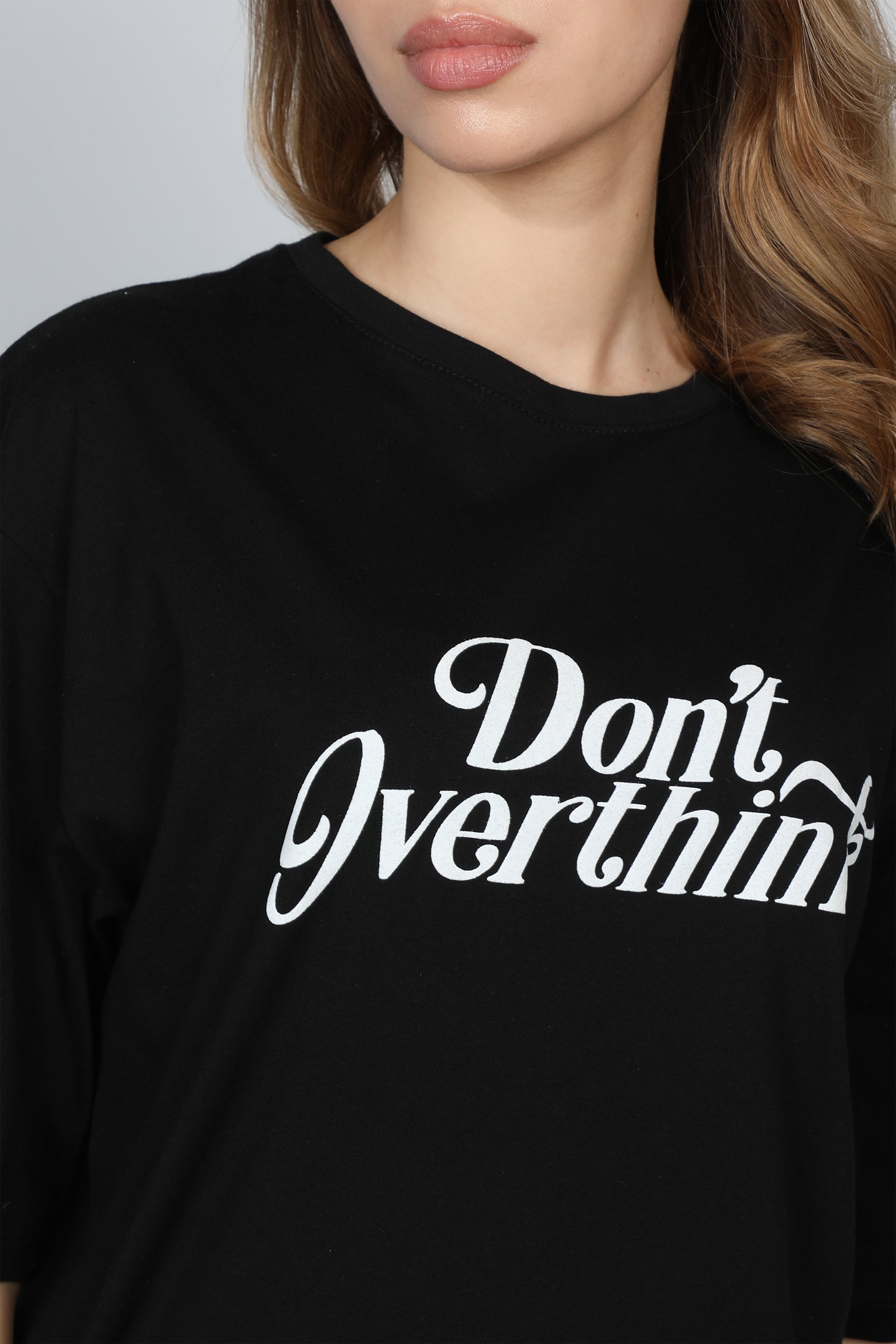 "Don't Overthink" Black Oversized T-shirt