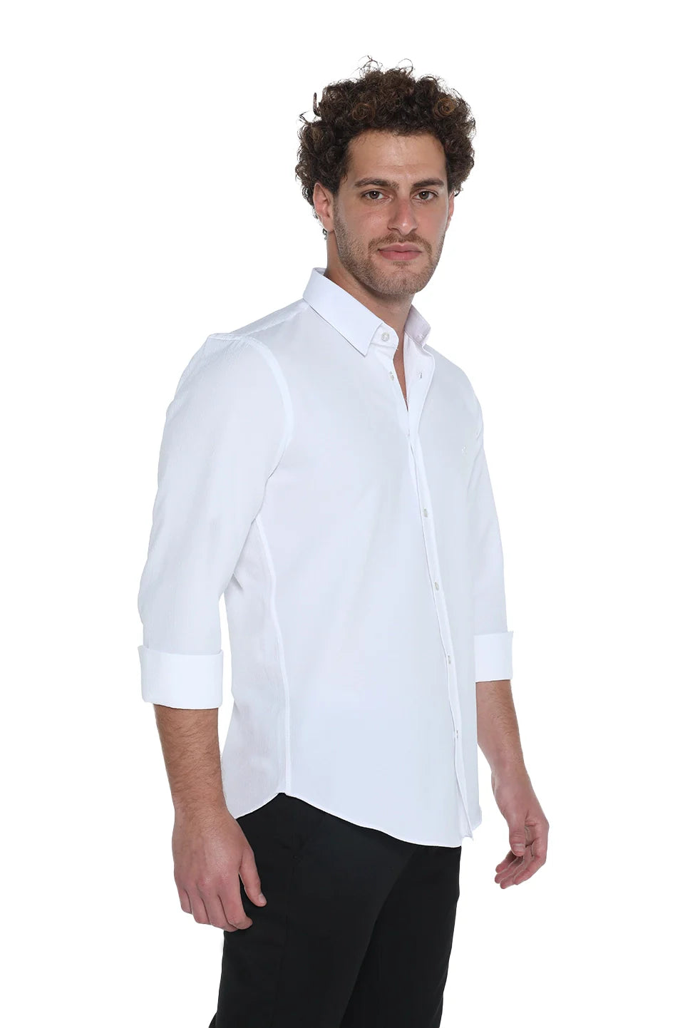 Slim Fit White Shirt With Collar