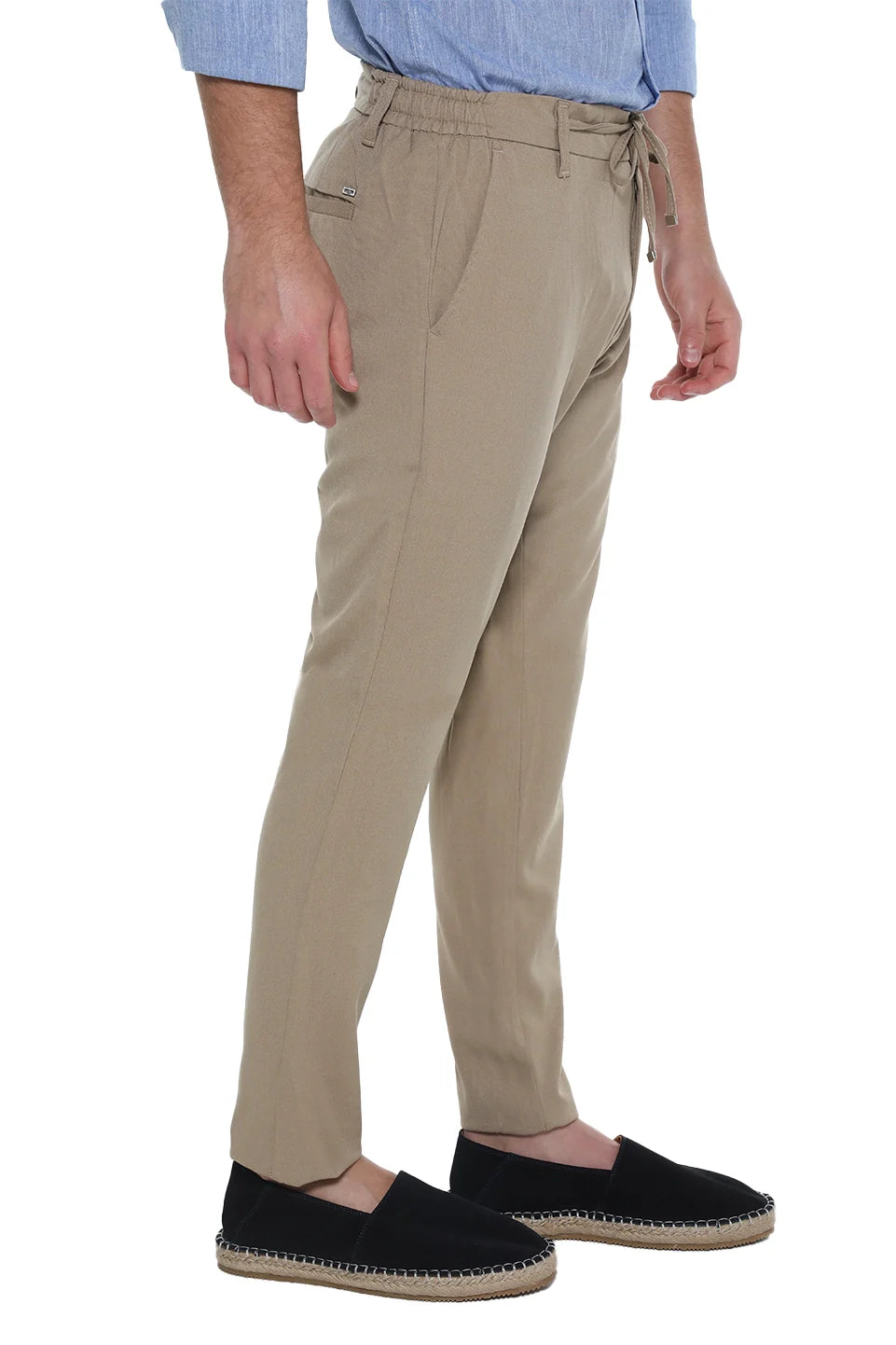 Beige Pant With Elastic Waist
