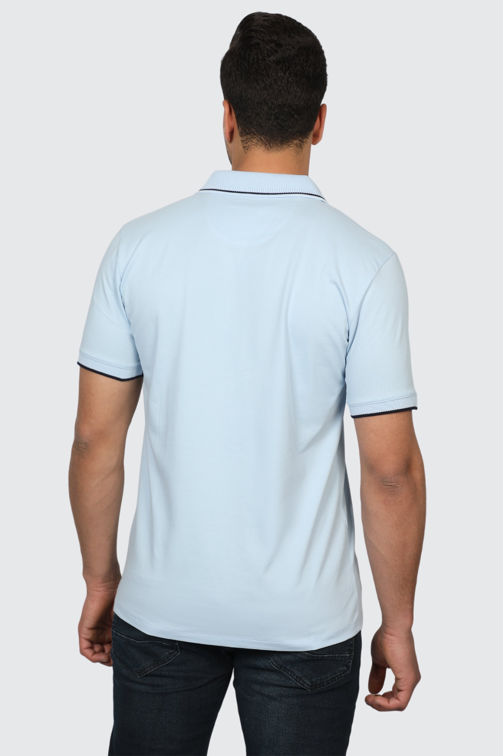 Men Blue Polo With Boat Simple Design