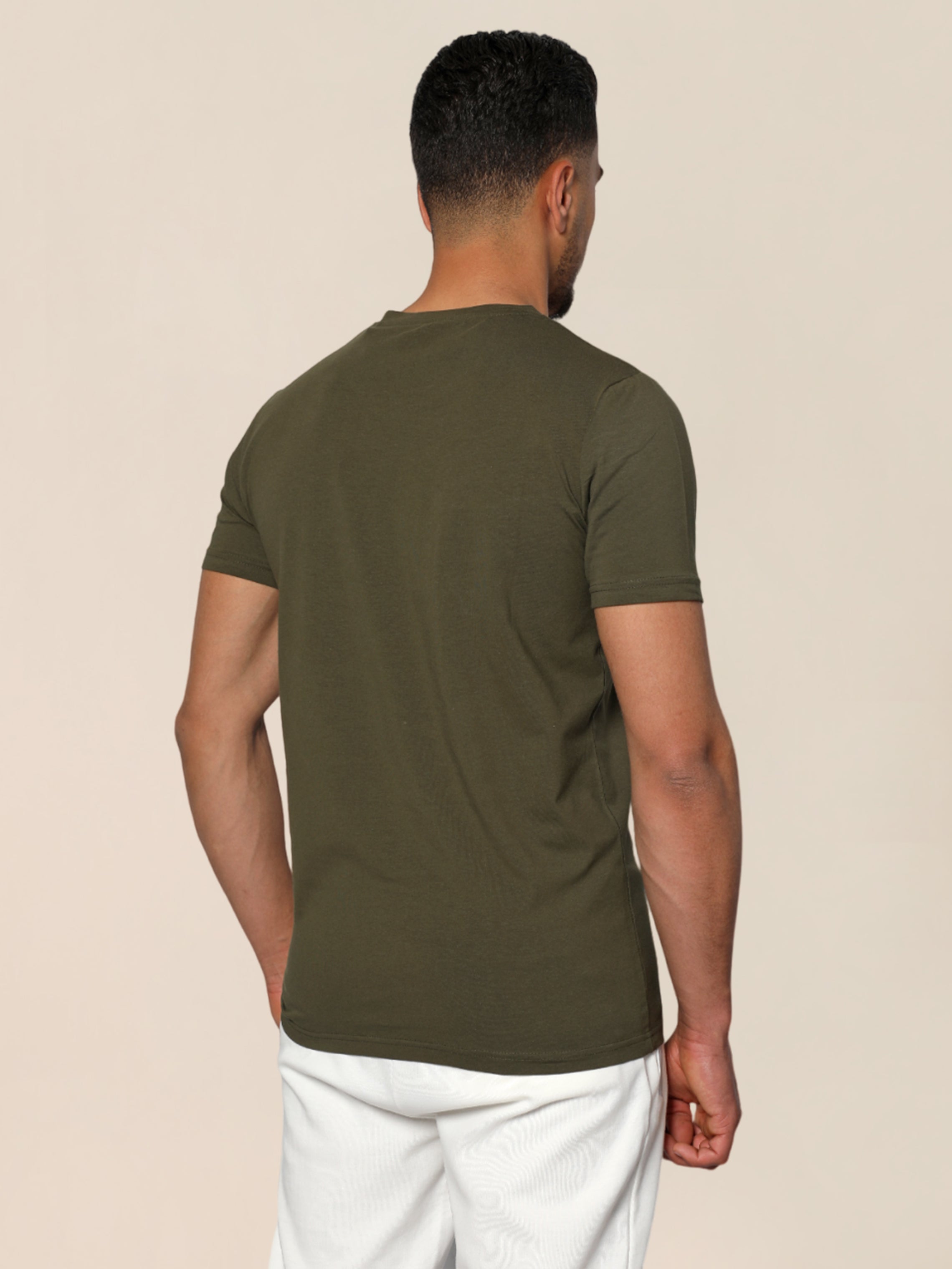 Olive Jack Dapper Shortsleeved Basic T-shirt With V-neck