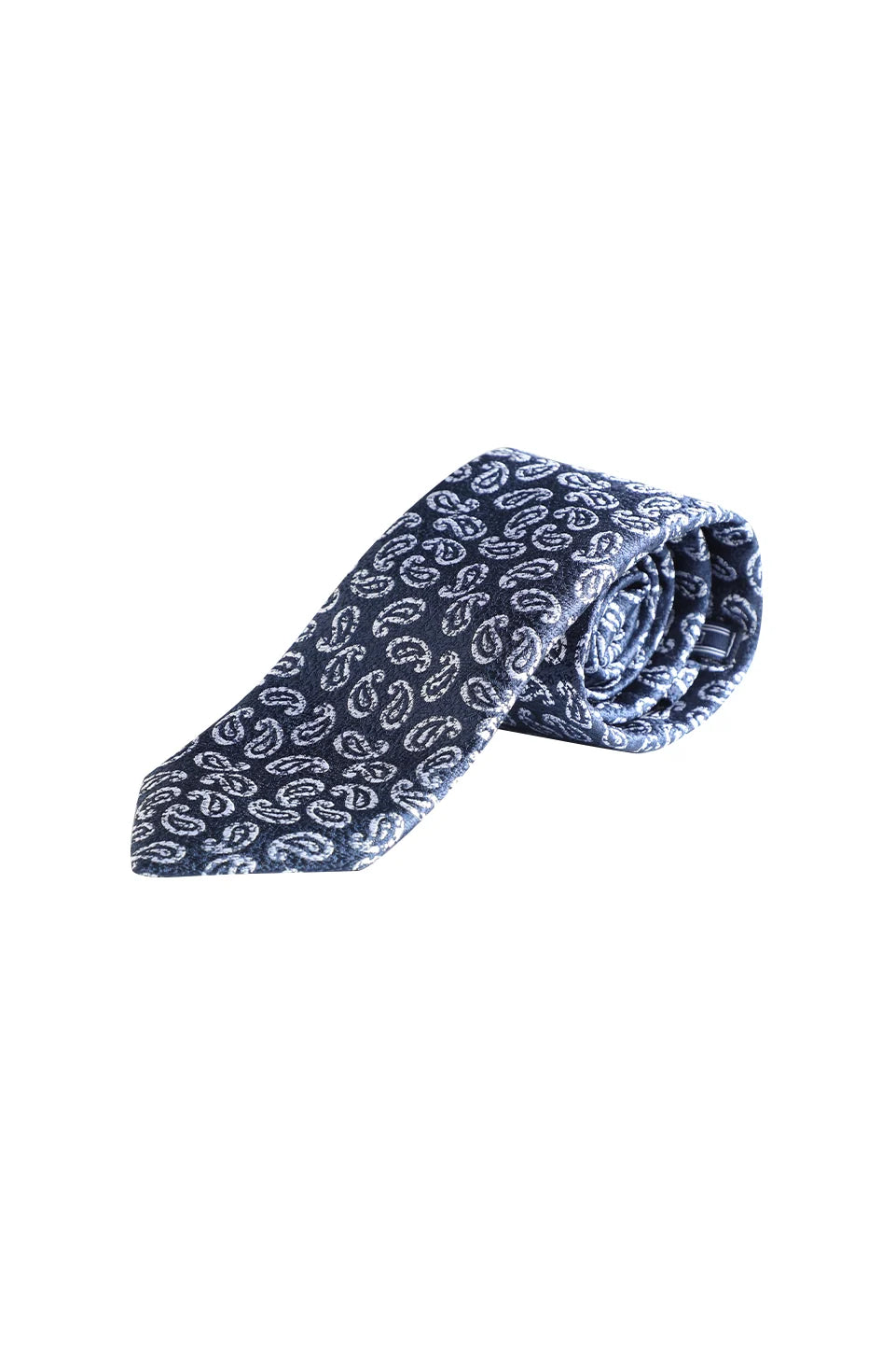 Dark Blue Paisley-Patterned Tie