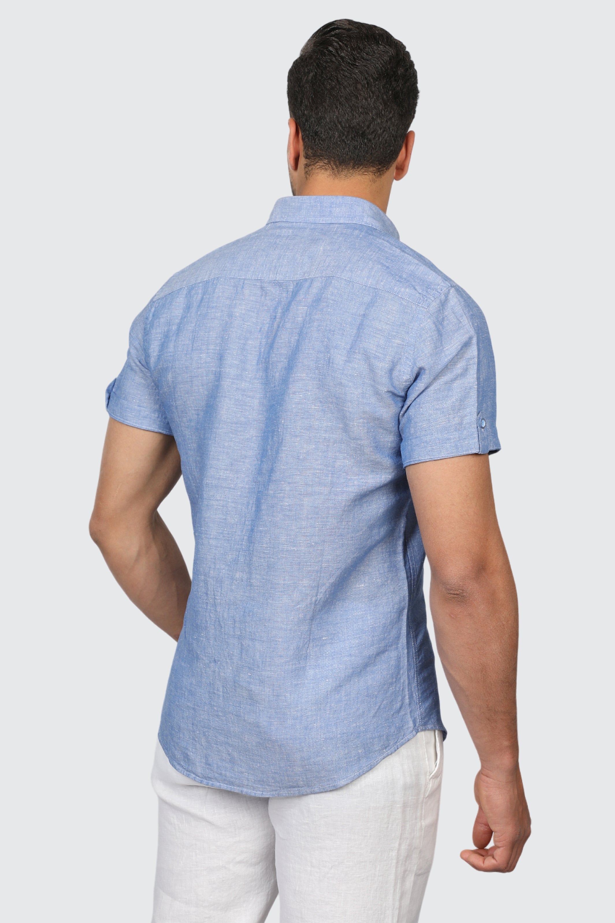Summer Linen Short Sleeves Indigo Shirt