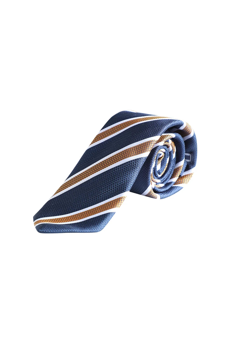 Navy Tie With Brown Stripes