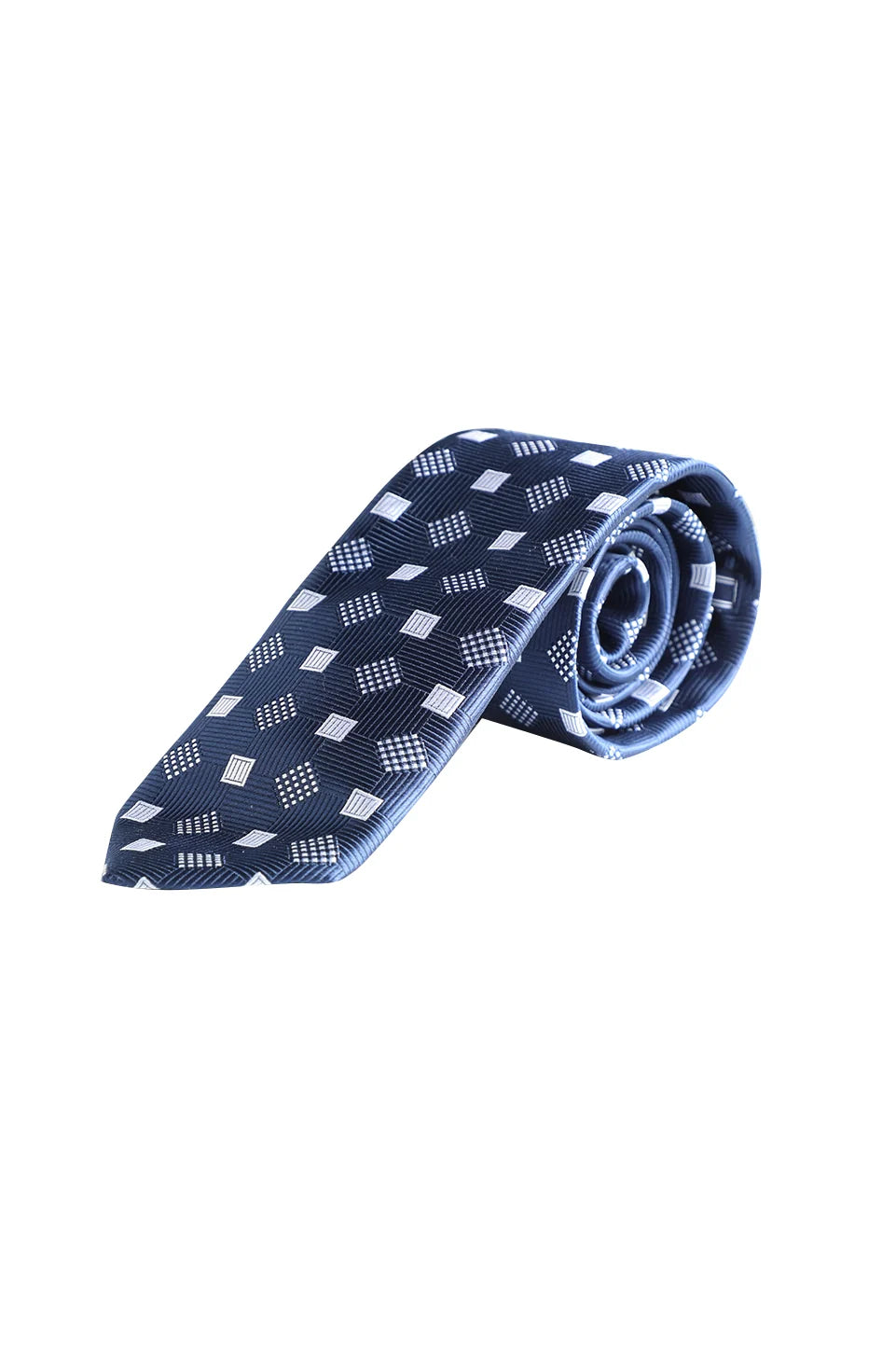Dark Blue Tie With Geometric Pattern