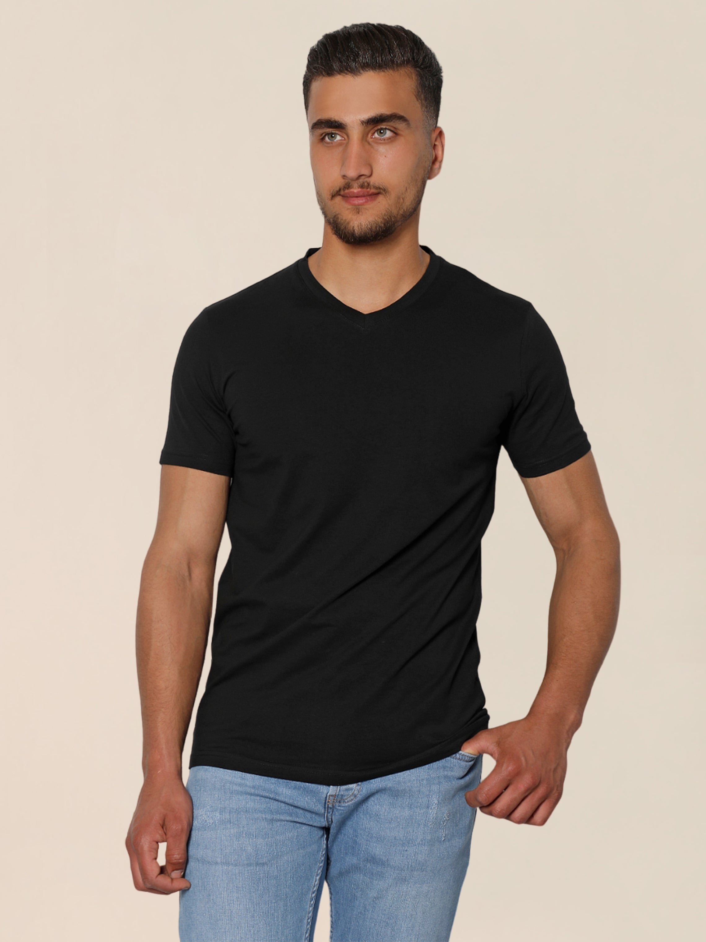 Black Jack Dapper Shortsleeved Basic T-shirt With V-neck