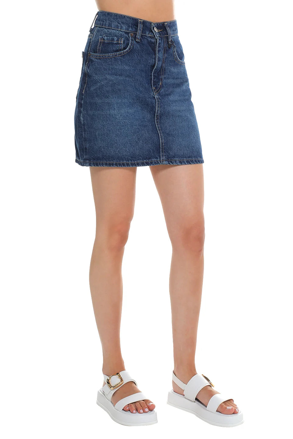 Dark Blue Denim Mini Skirt