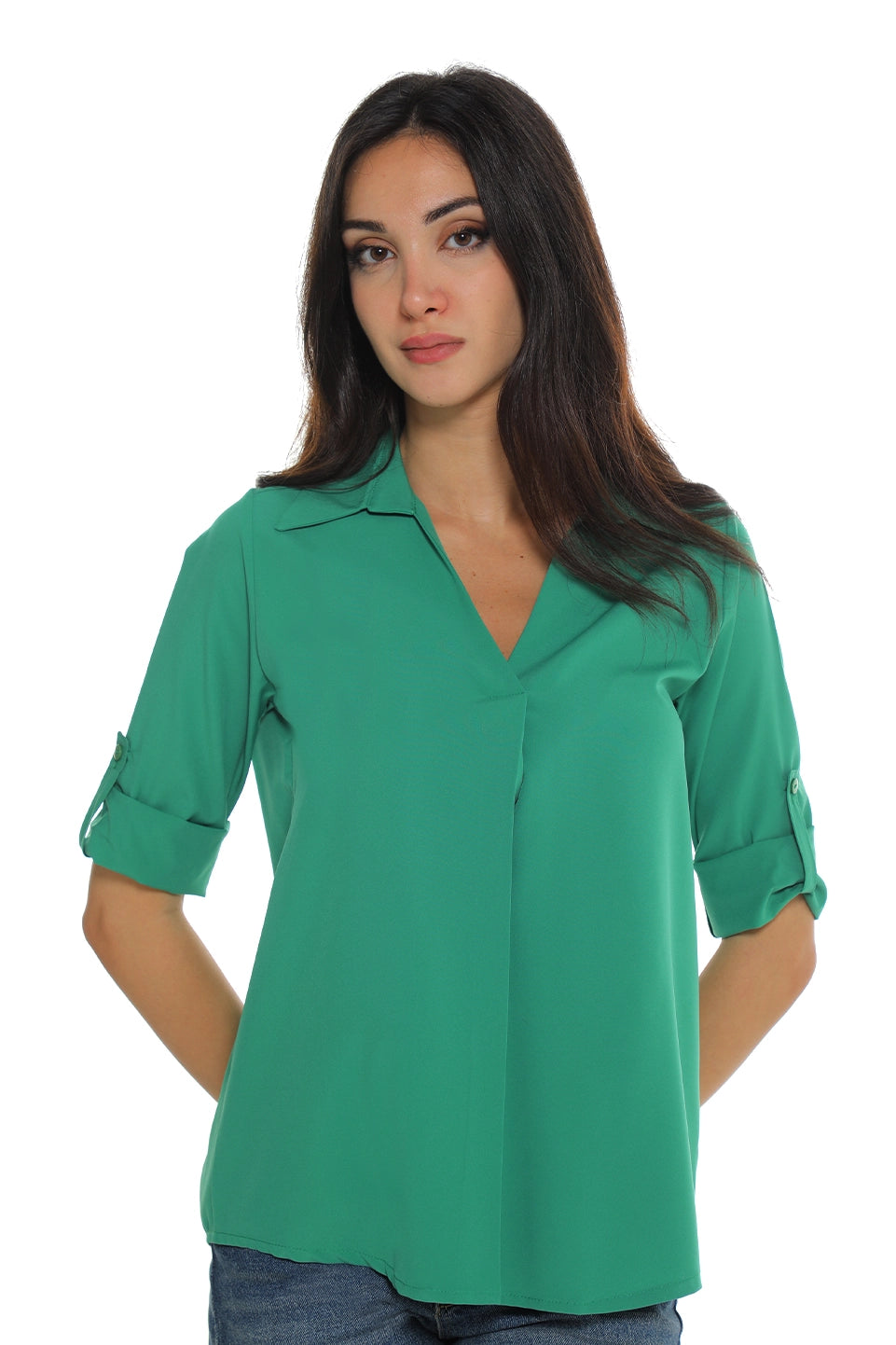 Green Casual Shirt With Button To Close