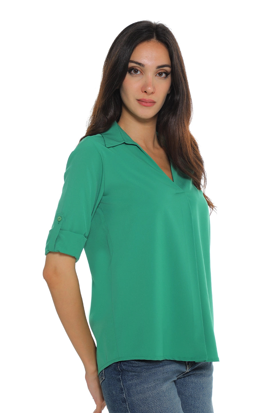 Green Casual Shirt With Button To Close