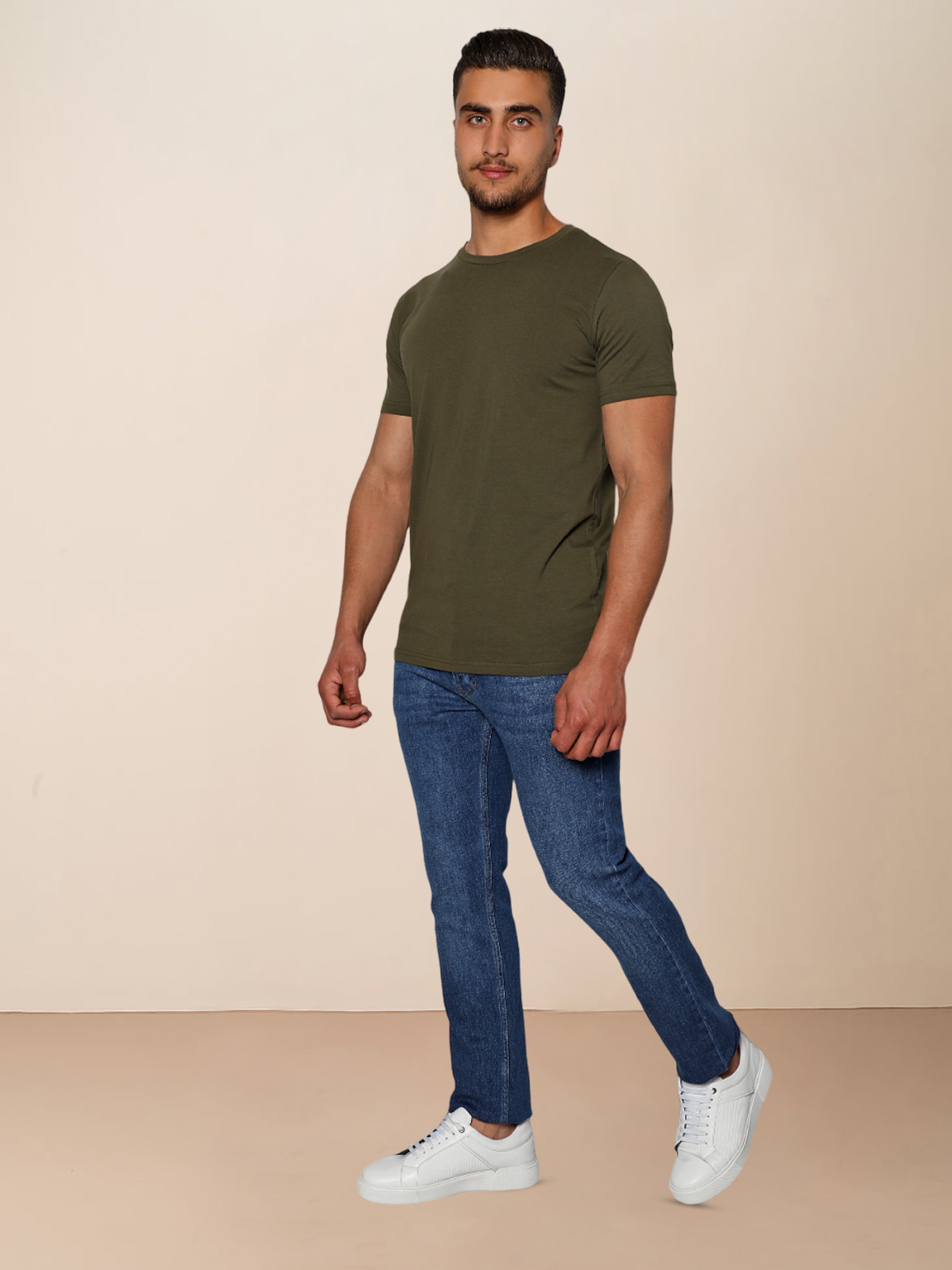 Olive Jack Dapper Shortsleeved Basic T-shirt With Round Neck