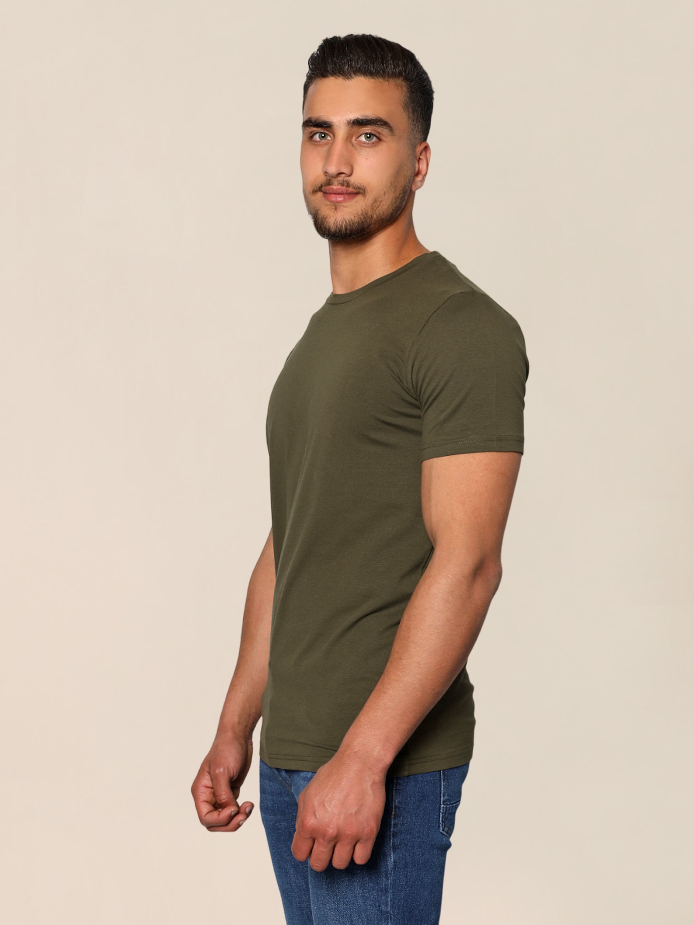 Olive Jack Dapper Shortsleeved Basic T-shirt With Round Neck