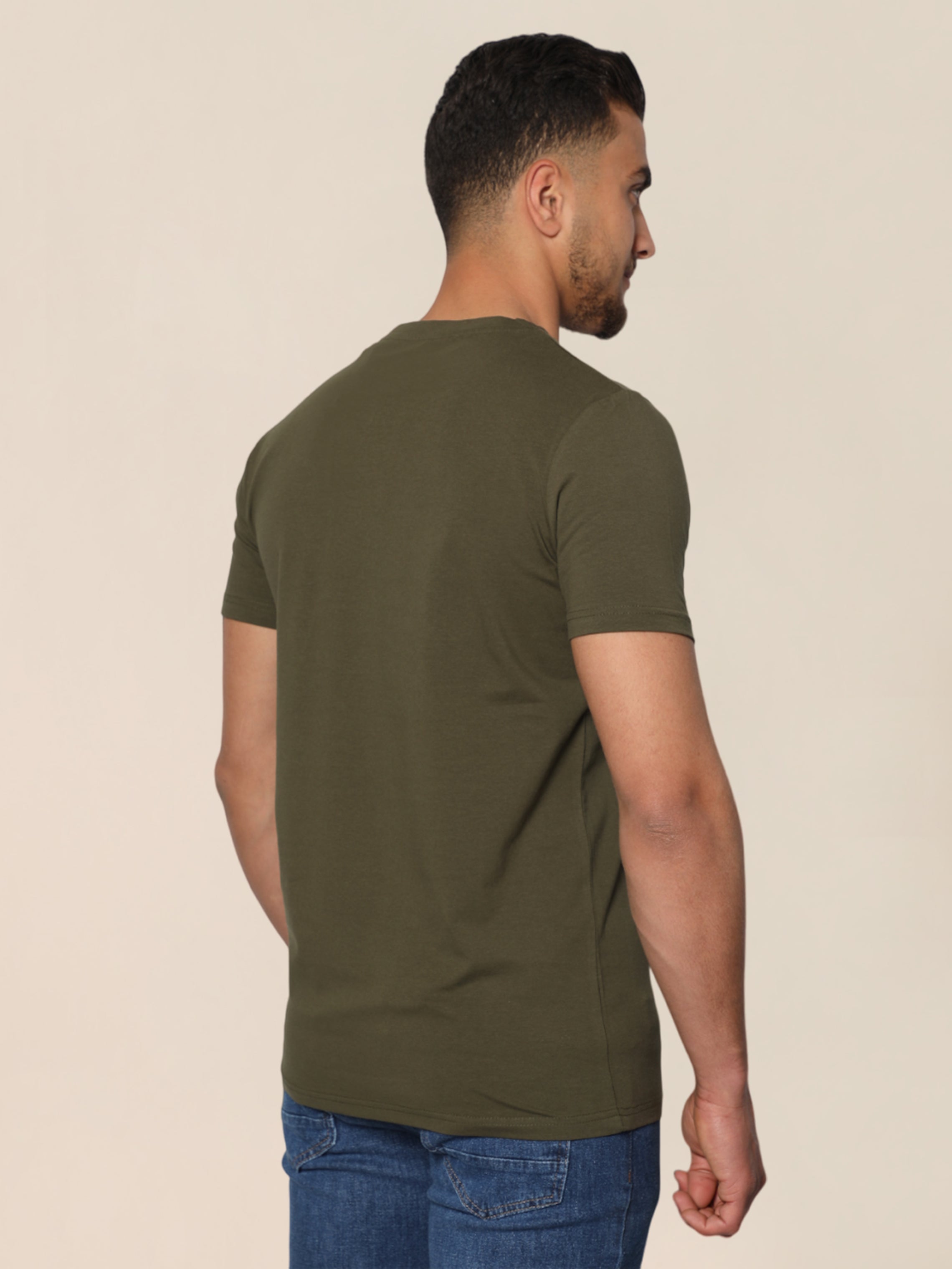 Olive Jack Dapper Shortsleeved Basic T-shirt With Round Neck