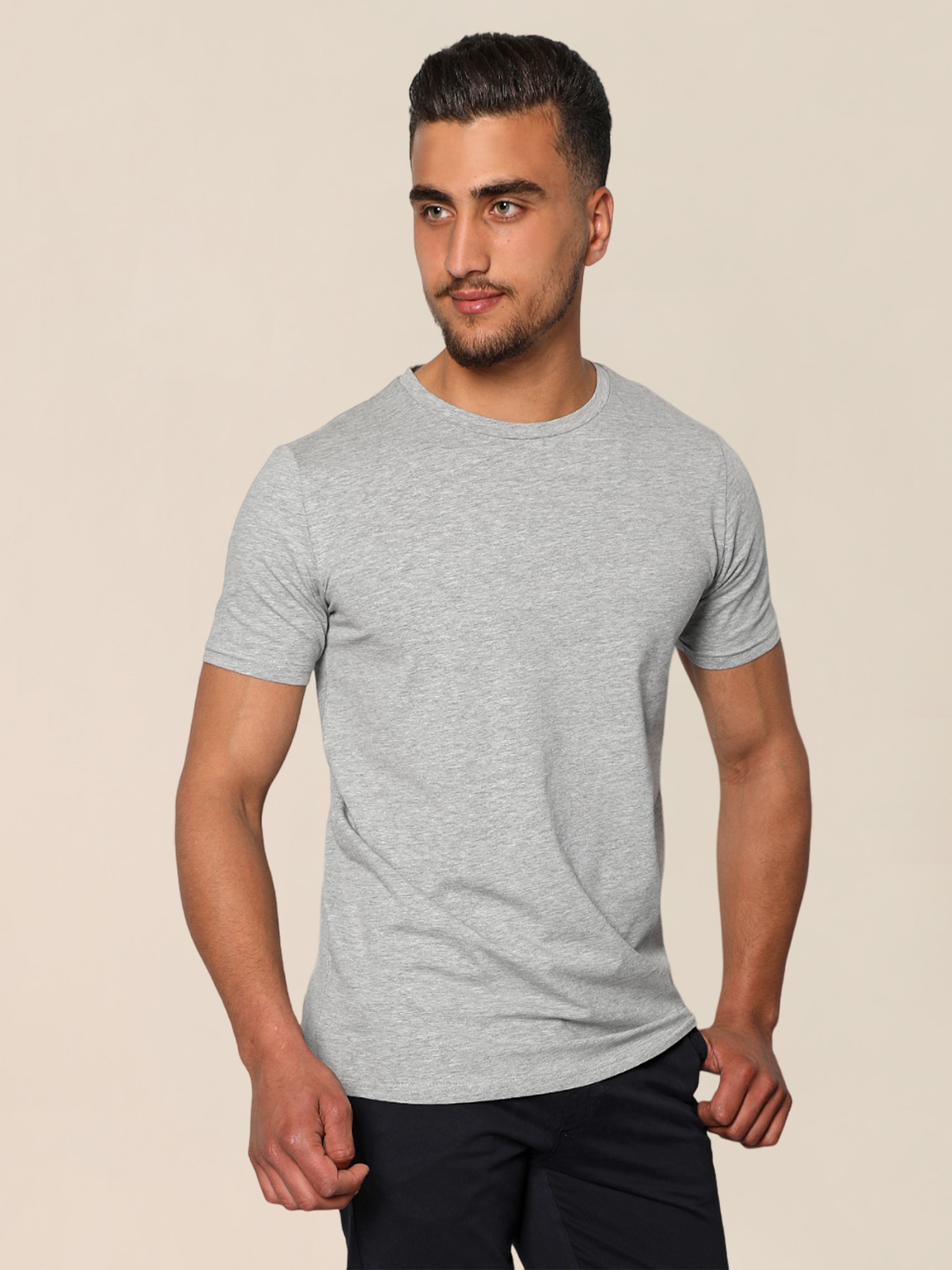 Gray Jack Dapper Shortsleeved Basic T-shirt With Round Neck