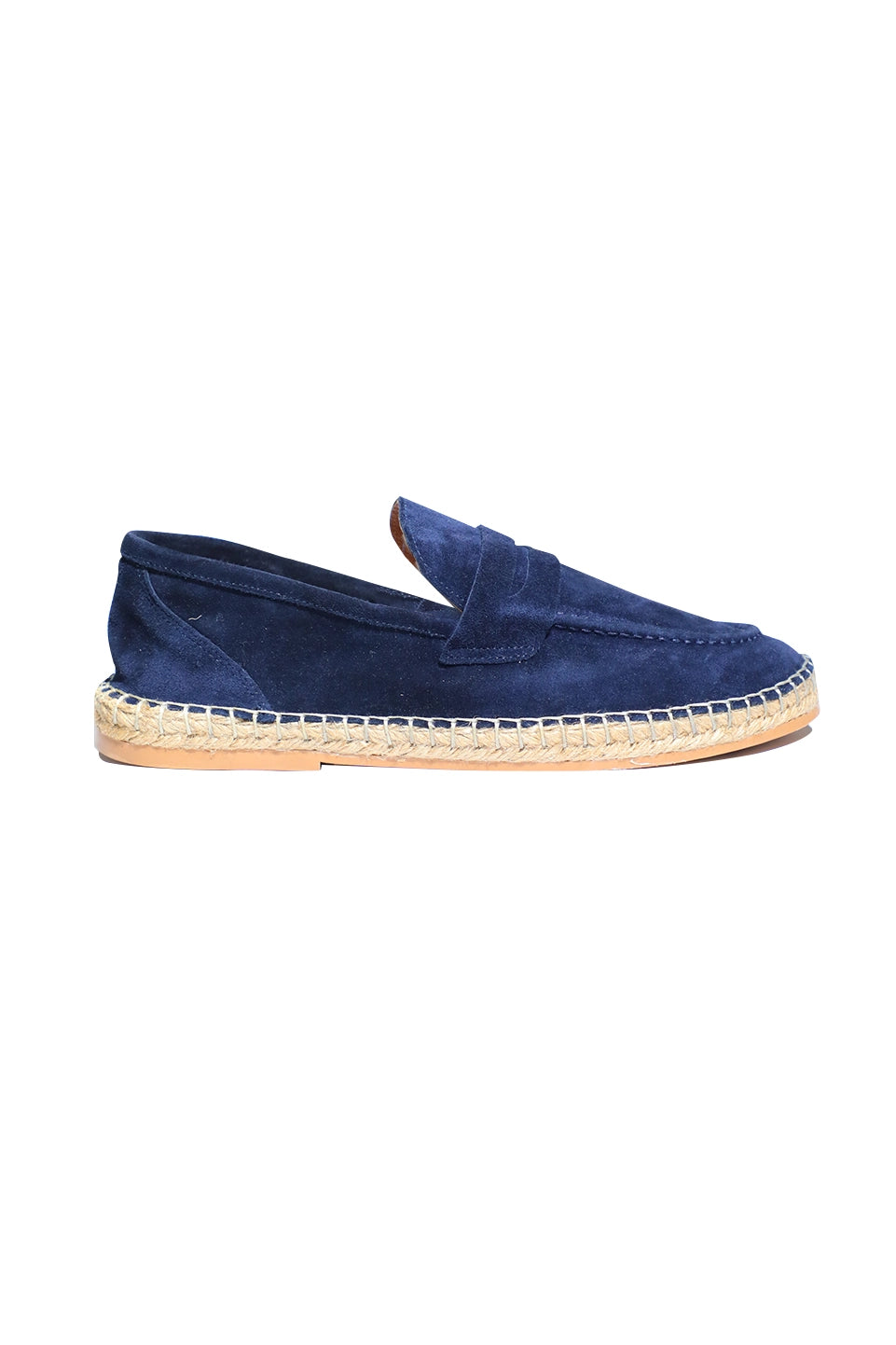 Navy Slip On Round Moccasin -Style Toe