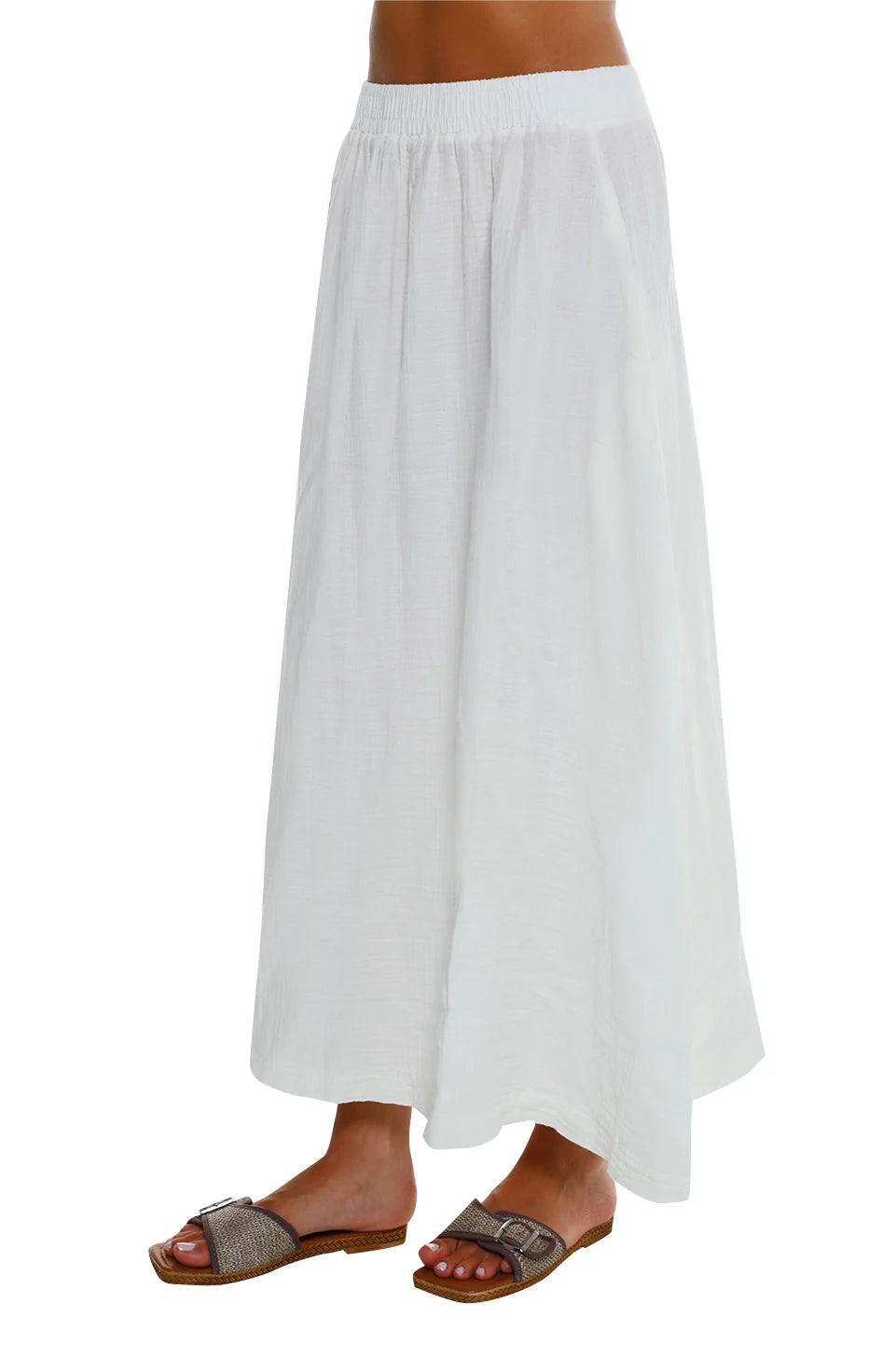 Long White Skirt With Elastic Waist
