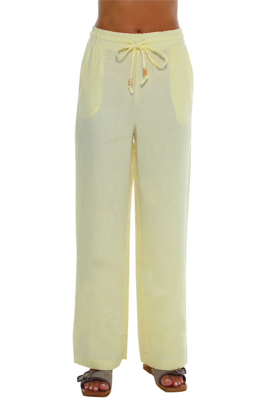 Casual Yellow Pant With Elastic Waist
