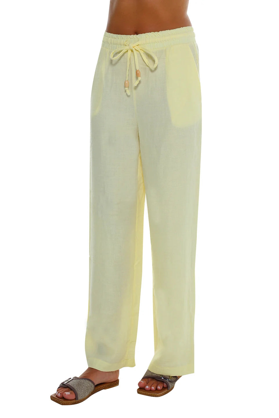 Casual Yellow Pant With Elastic Waist