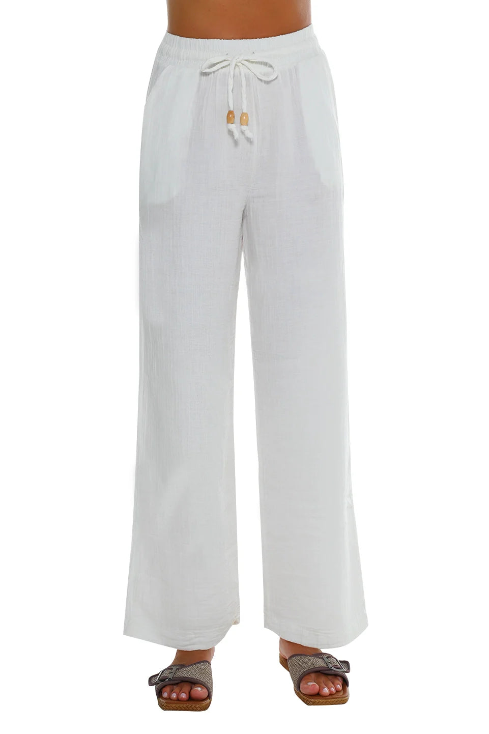 Casual White Pant With Elastic Waist