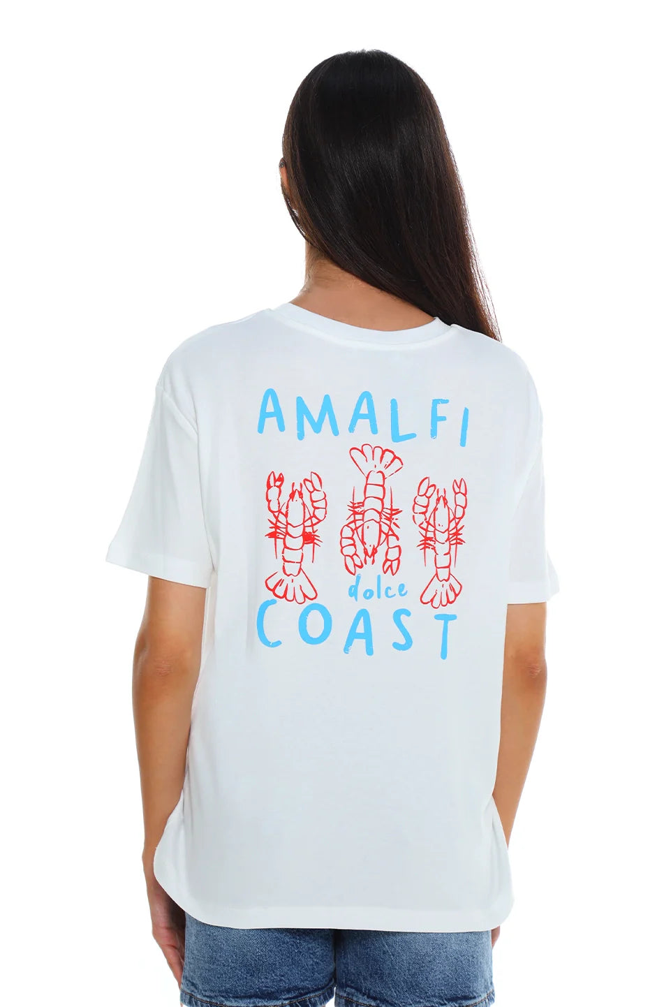 White T-shirt With "Lobster" Back Print
