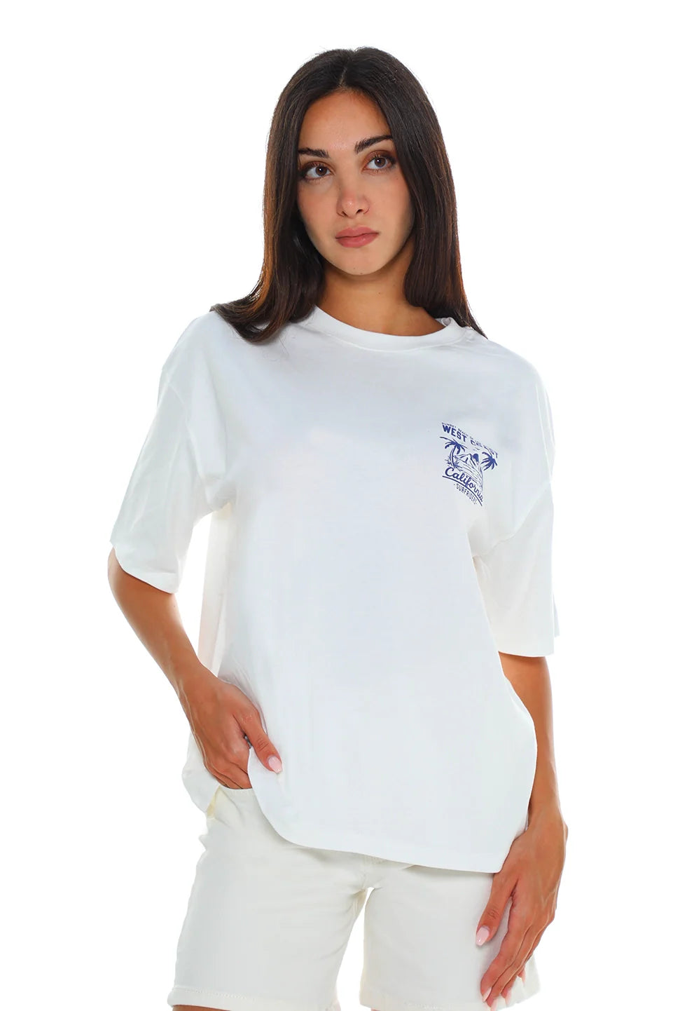 Cotton White T-shirt With Back design