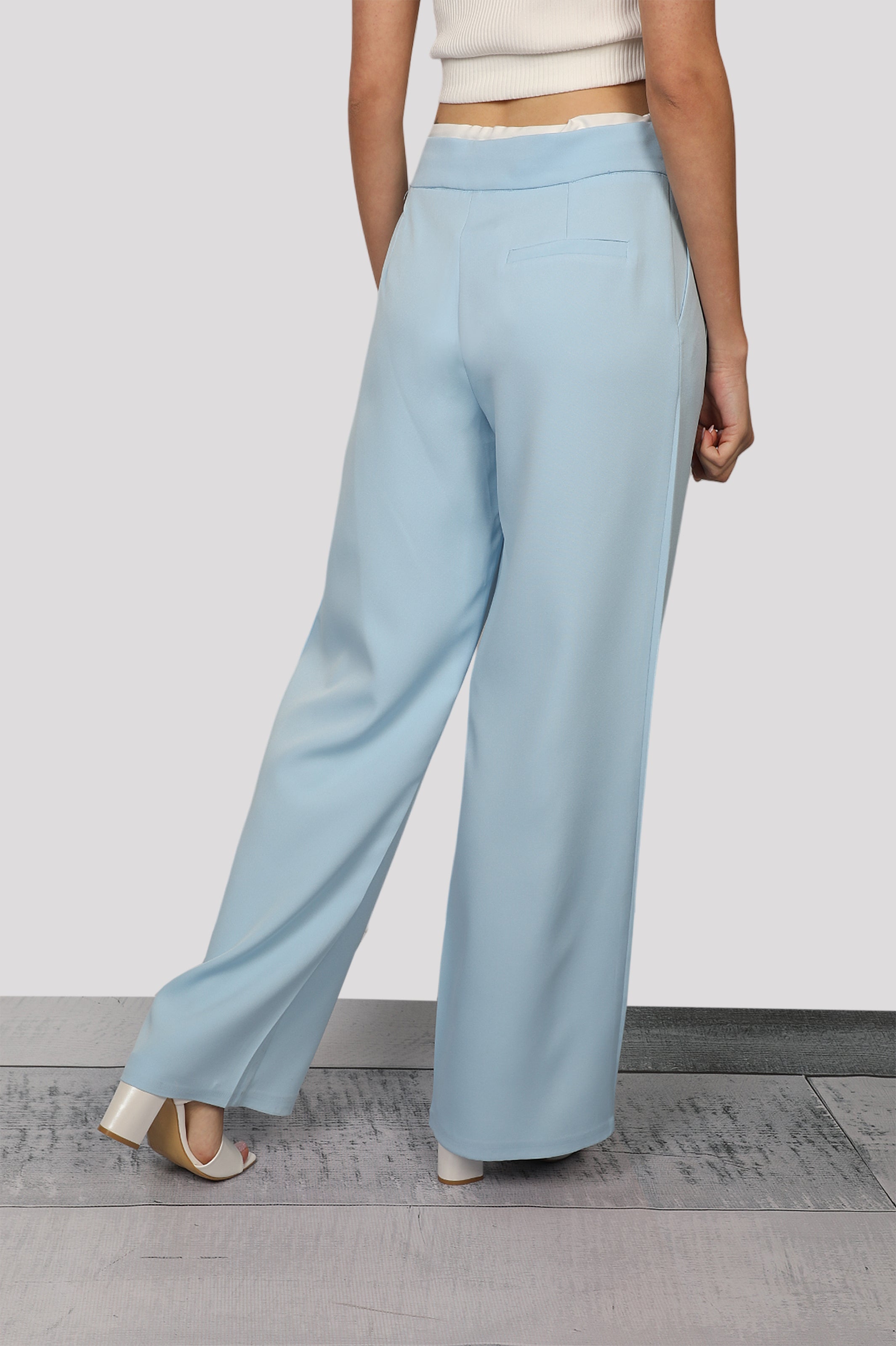 Women Blue Pants With Tie at Waist