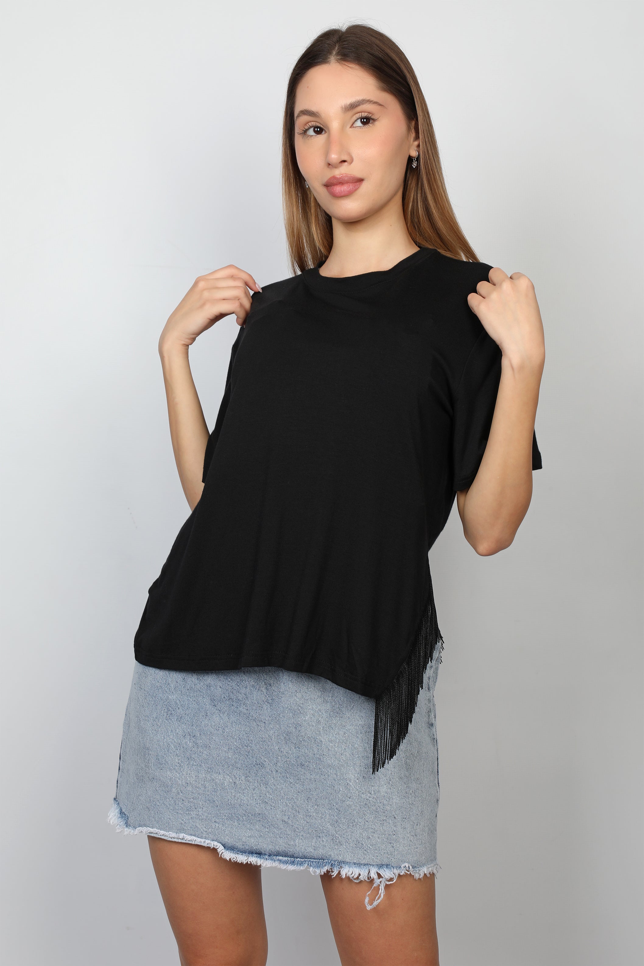 Women Black Top With Side Design