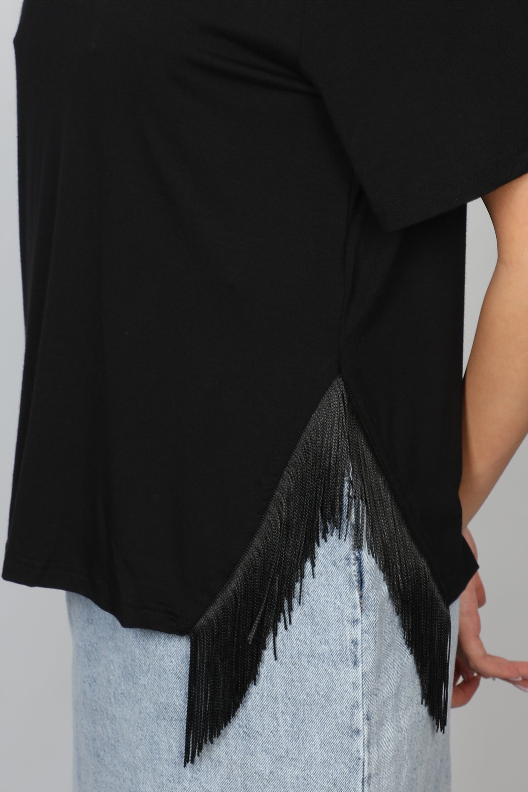 Women Black Top With Side Design