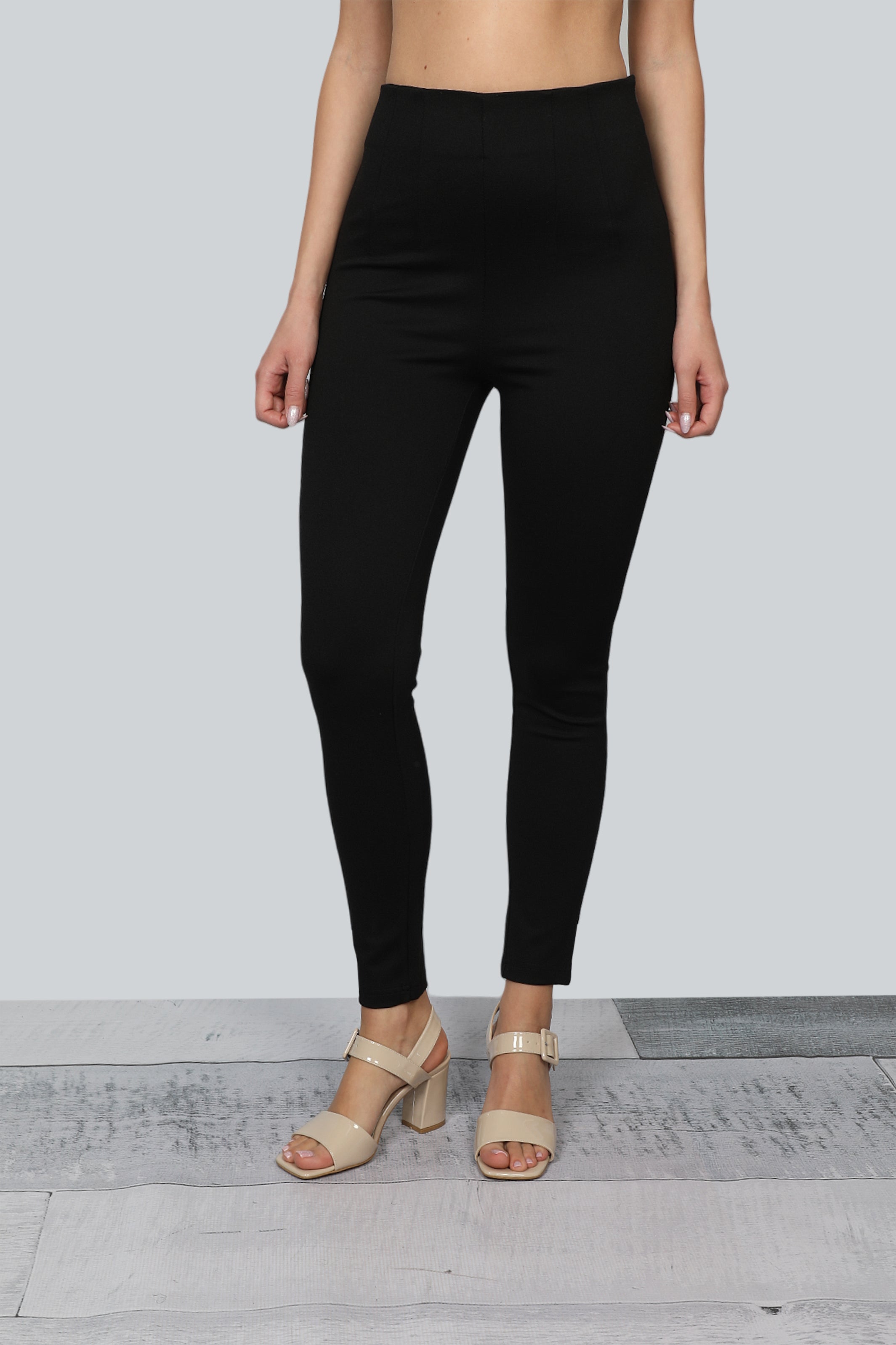High Waisted Black Pants With Side Zipper