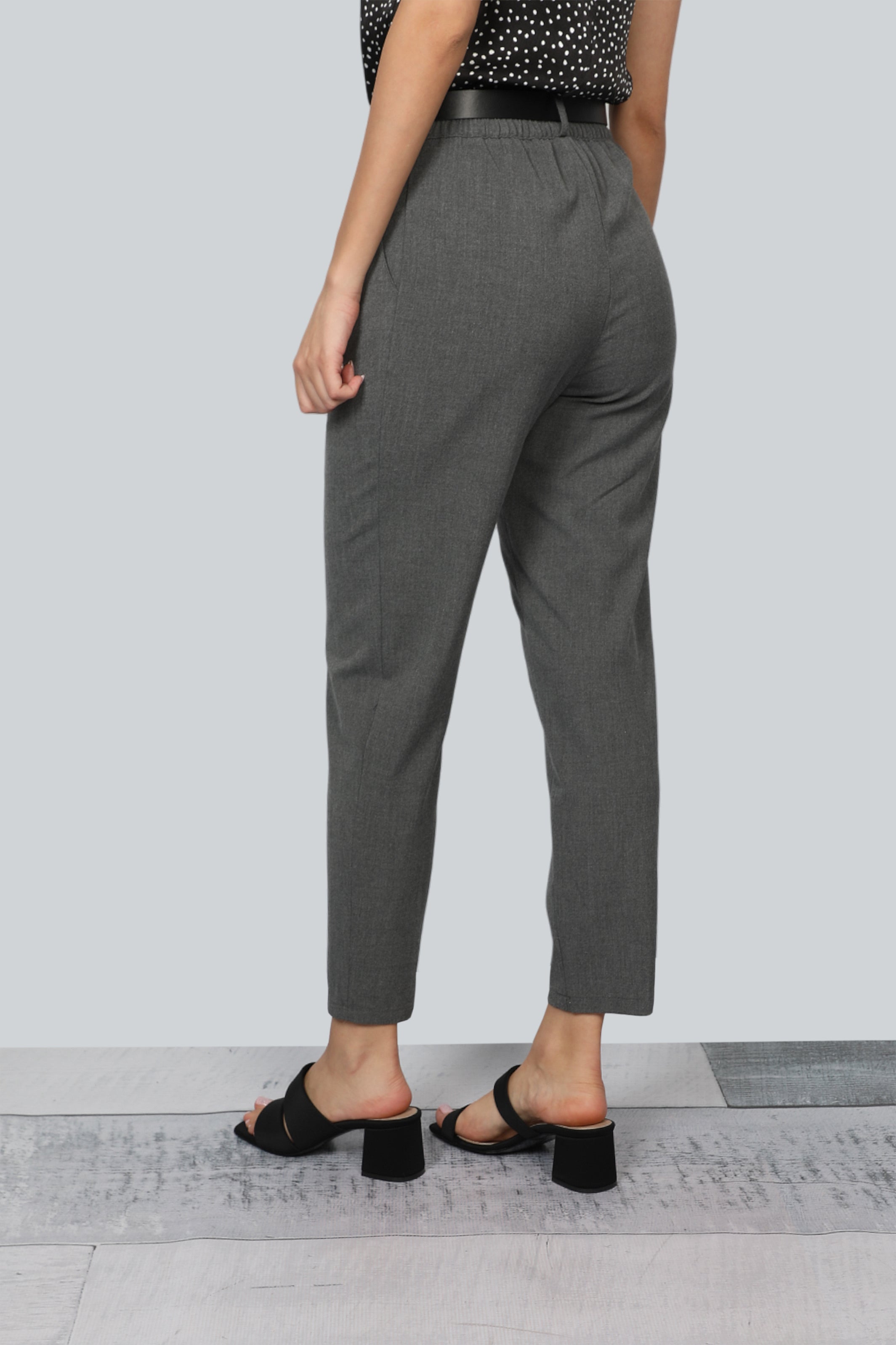 Grey Sport Chic Pants Belted