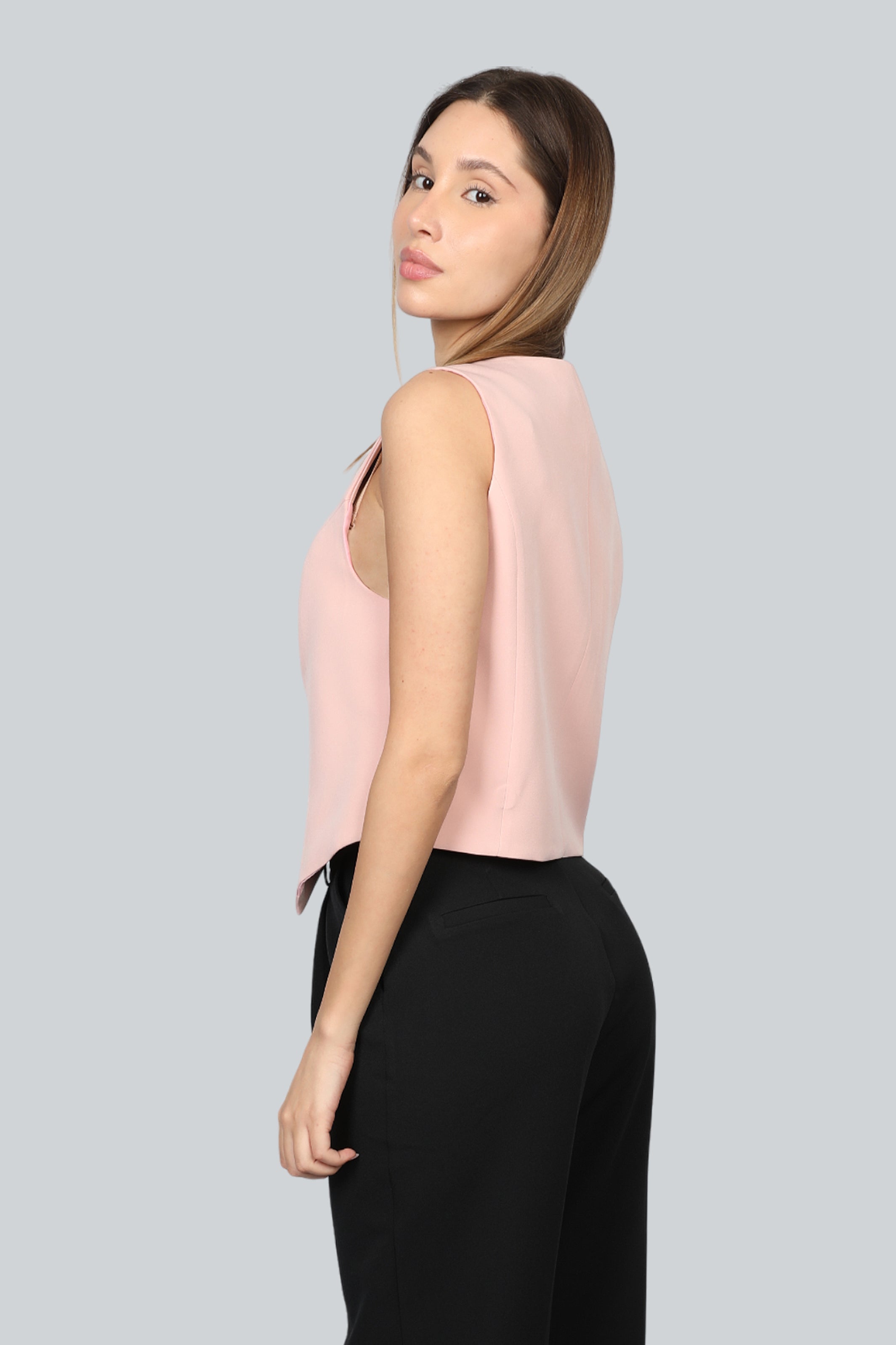 Pink Classy Sleeveless Vest