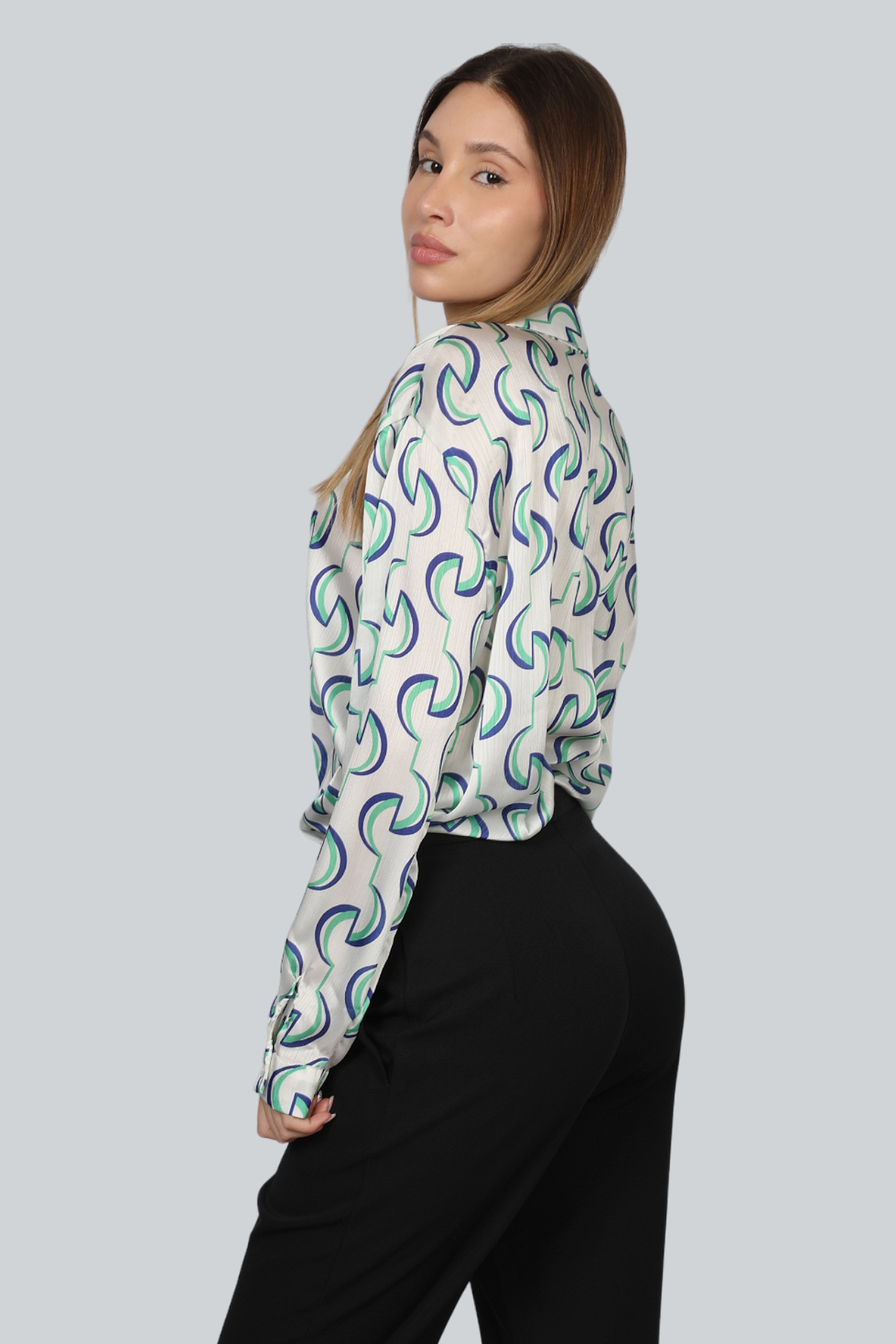 Women Satin Printed Shirt With Button