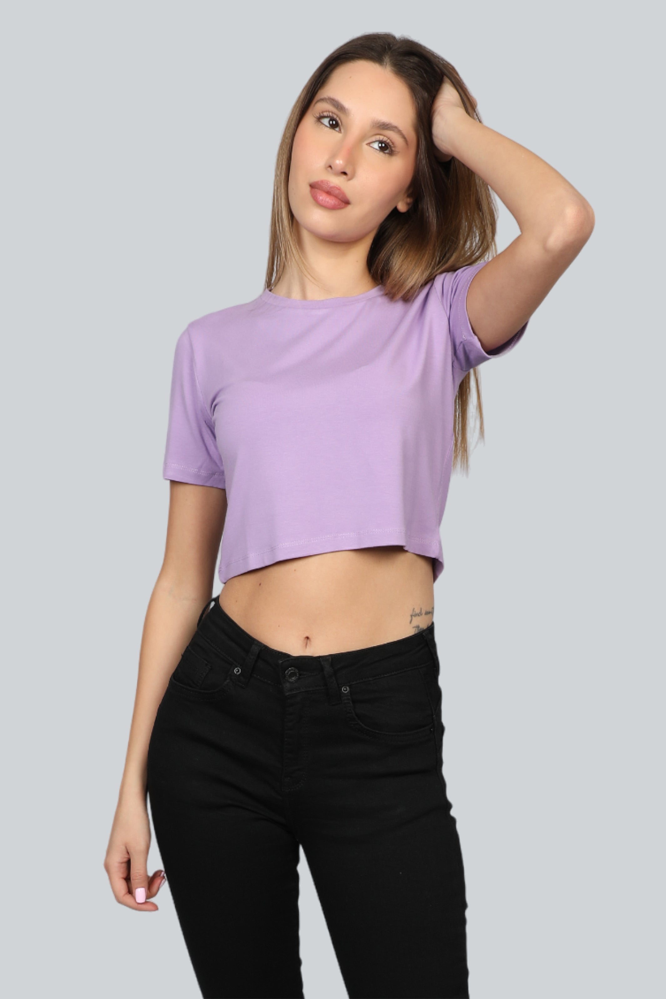 Purple Crop Top Short Sleeves