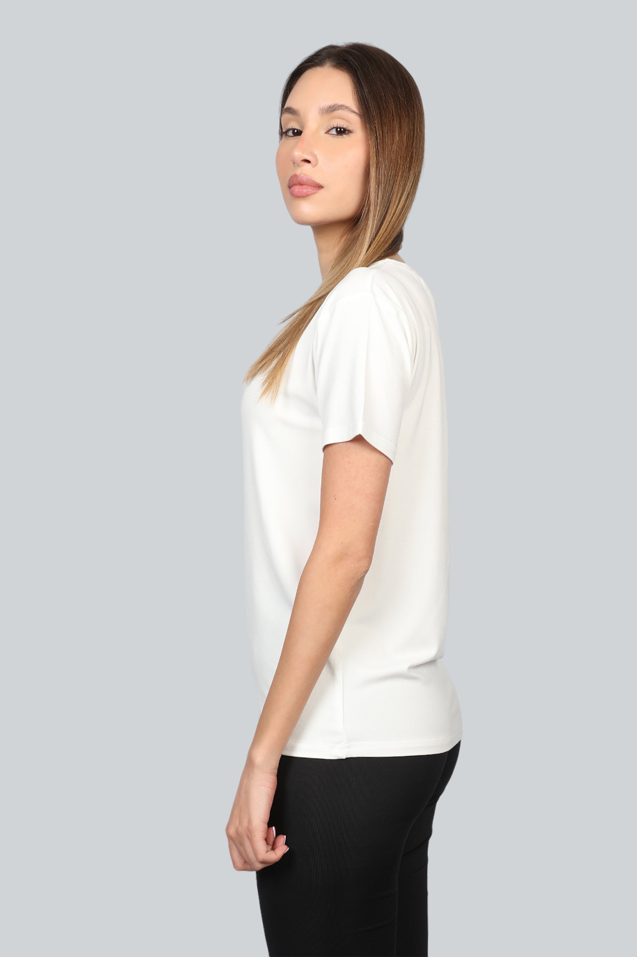 White Basic V-Neck T-Shirt