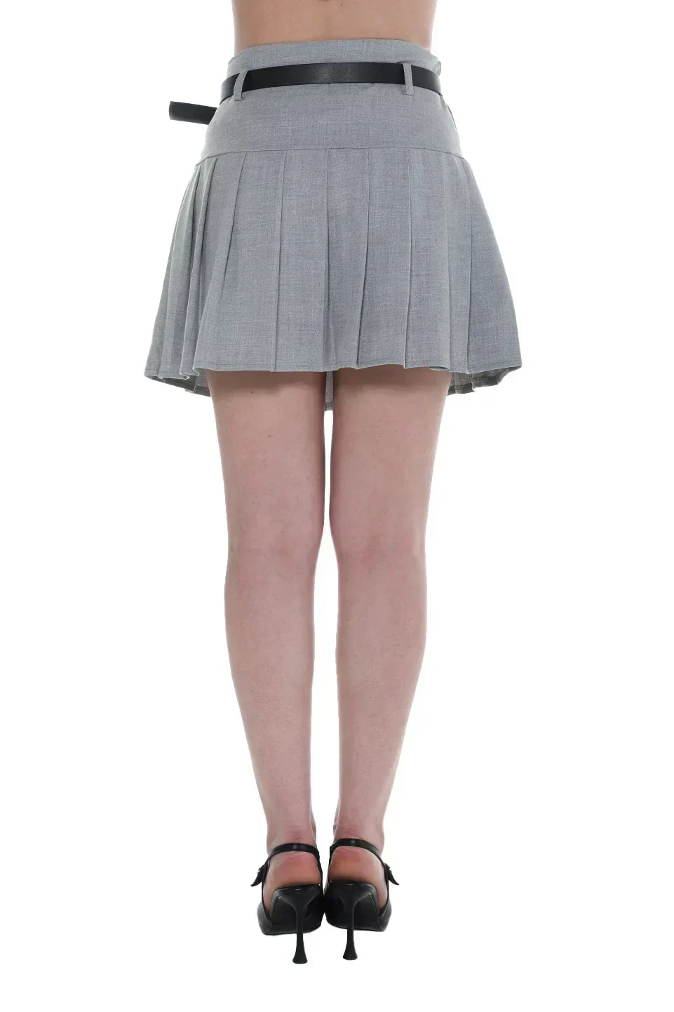 Grey Mini Skirt With Belt