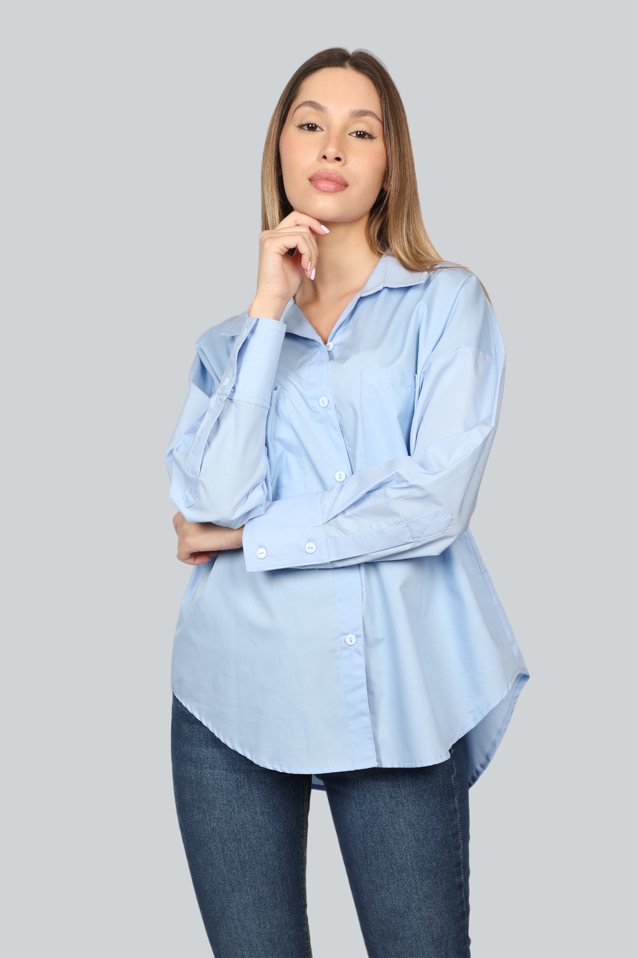 Relaxed Oversize Light Blue Shirt Long Sleeves