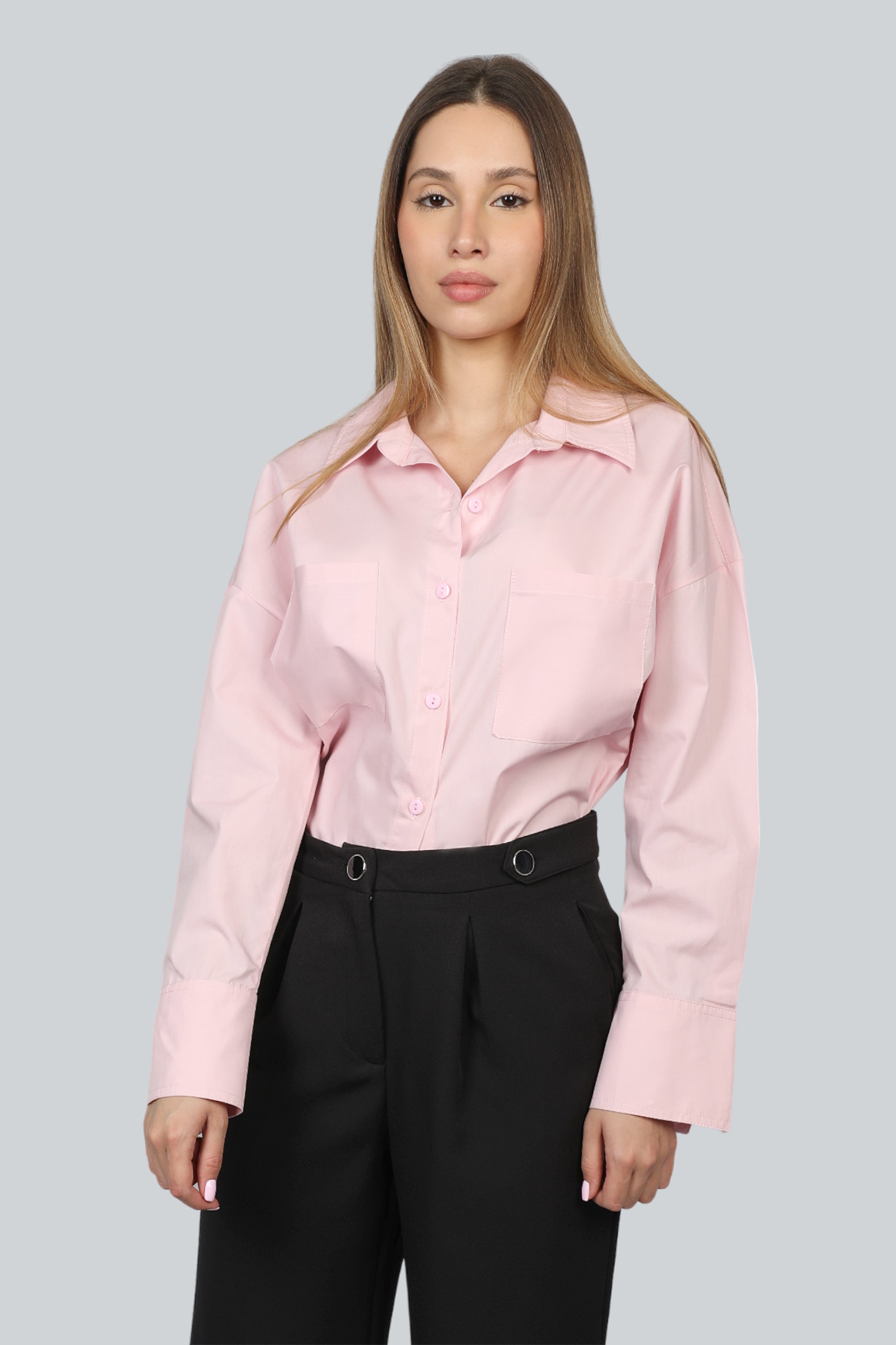Relaxed Oversize Pink Shirt Long Sleeves