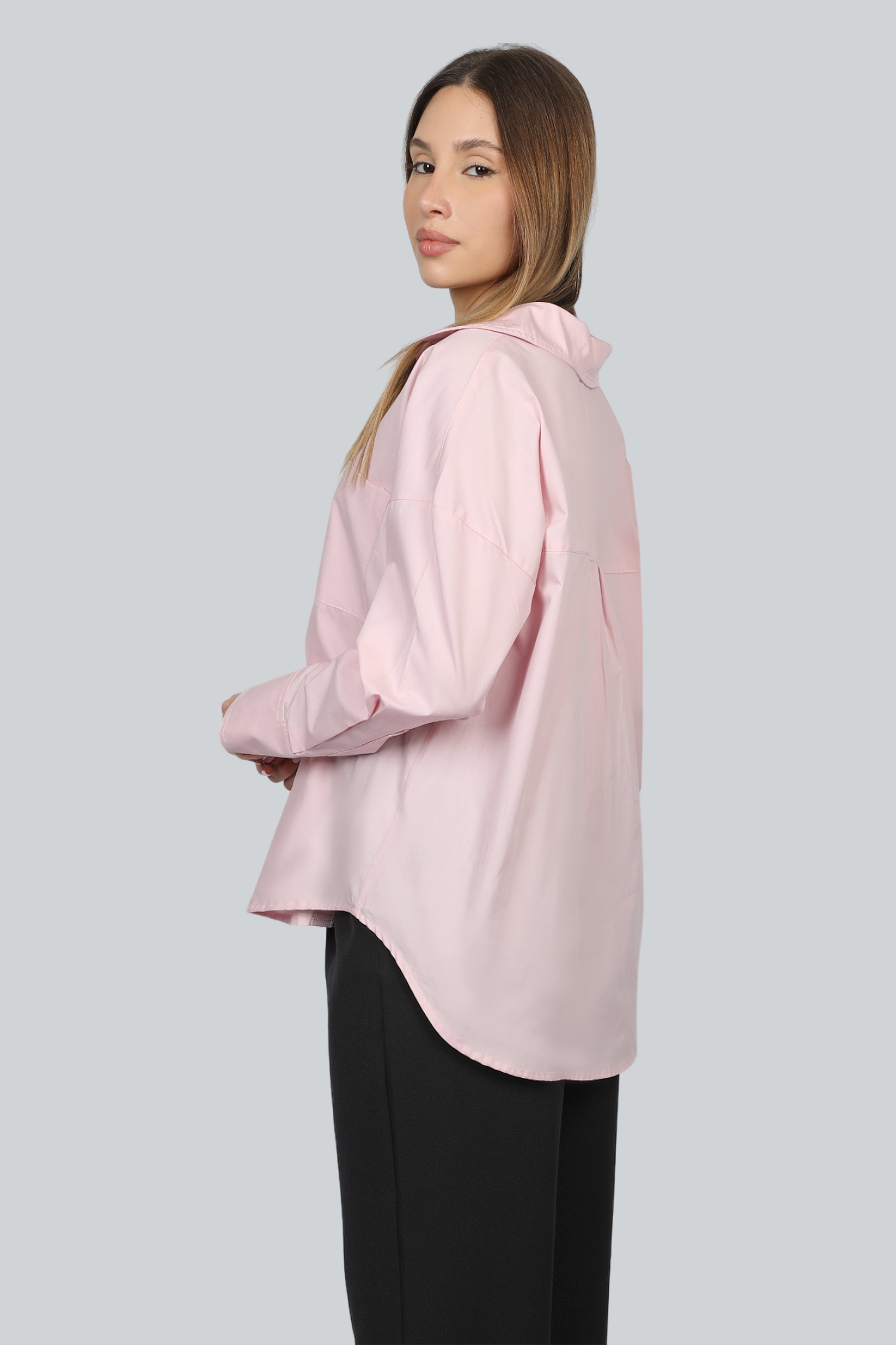 Relaxed Oversize Pink Shirt Long Sleeves