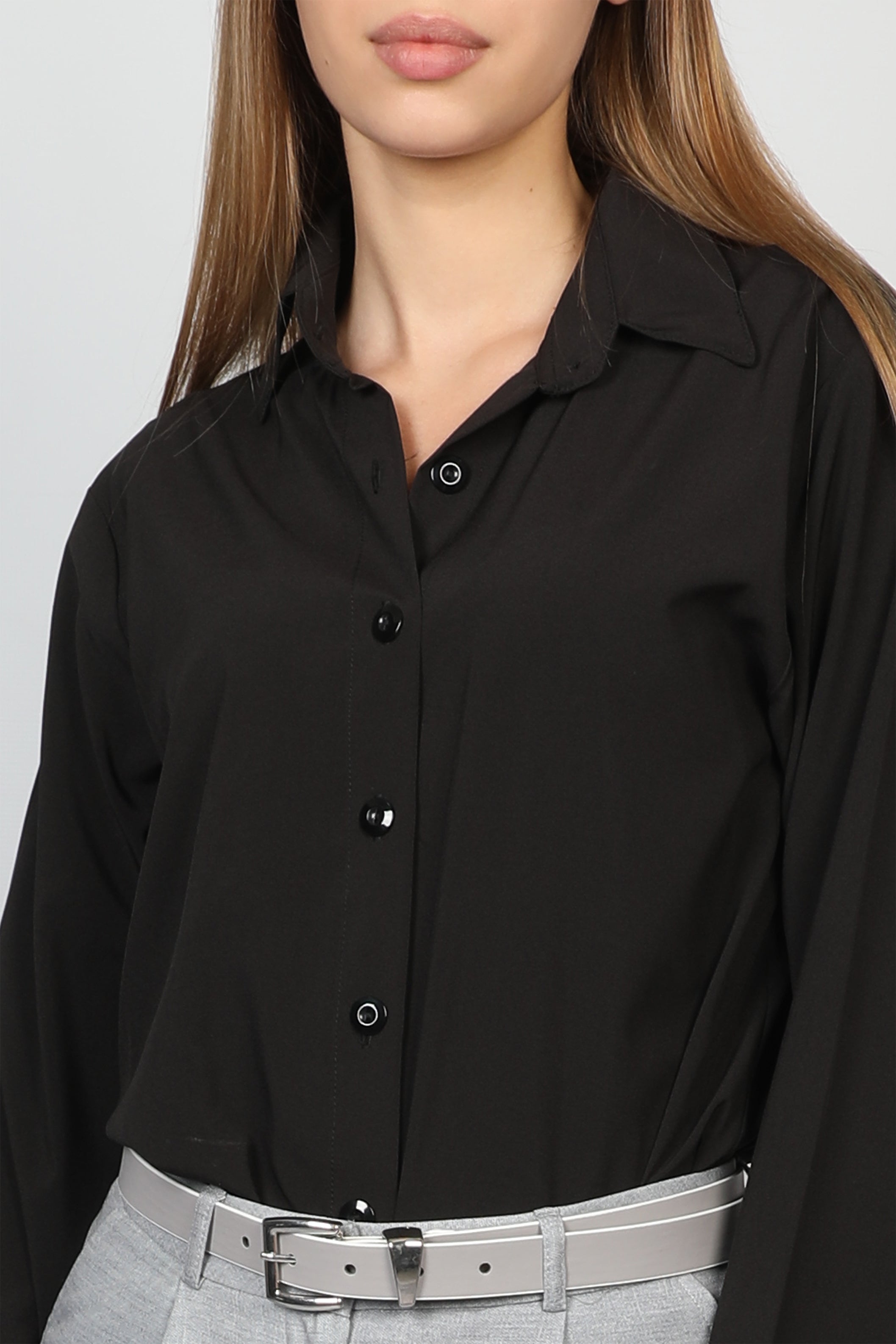 Women Basic Long Sleeves Black Shirt