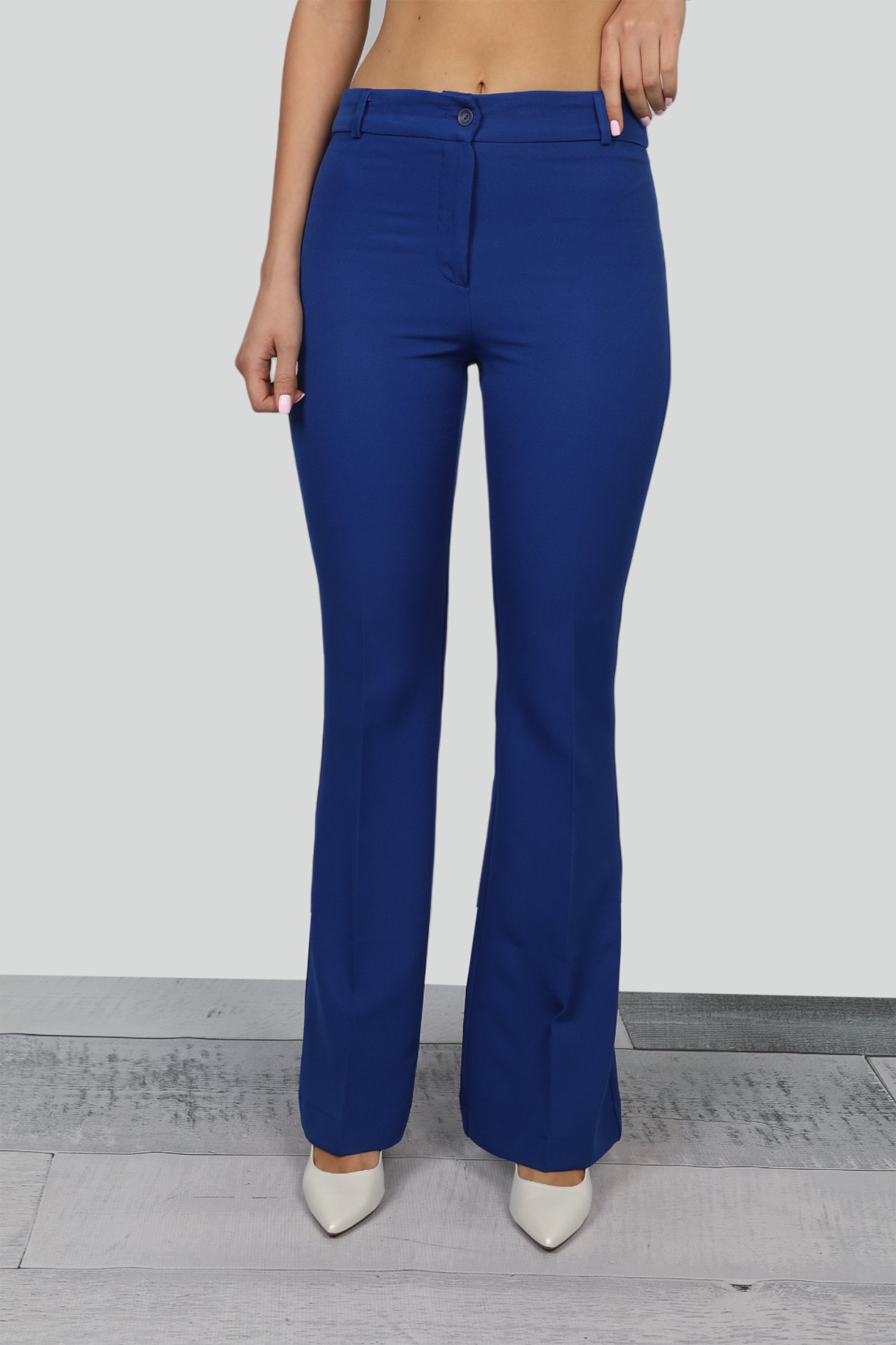 Classy Flare Blue Pants With Zipper To Close