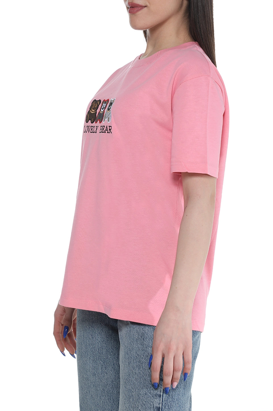 Stylish Pink T-shirt With Bears Front Design