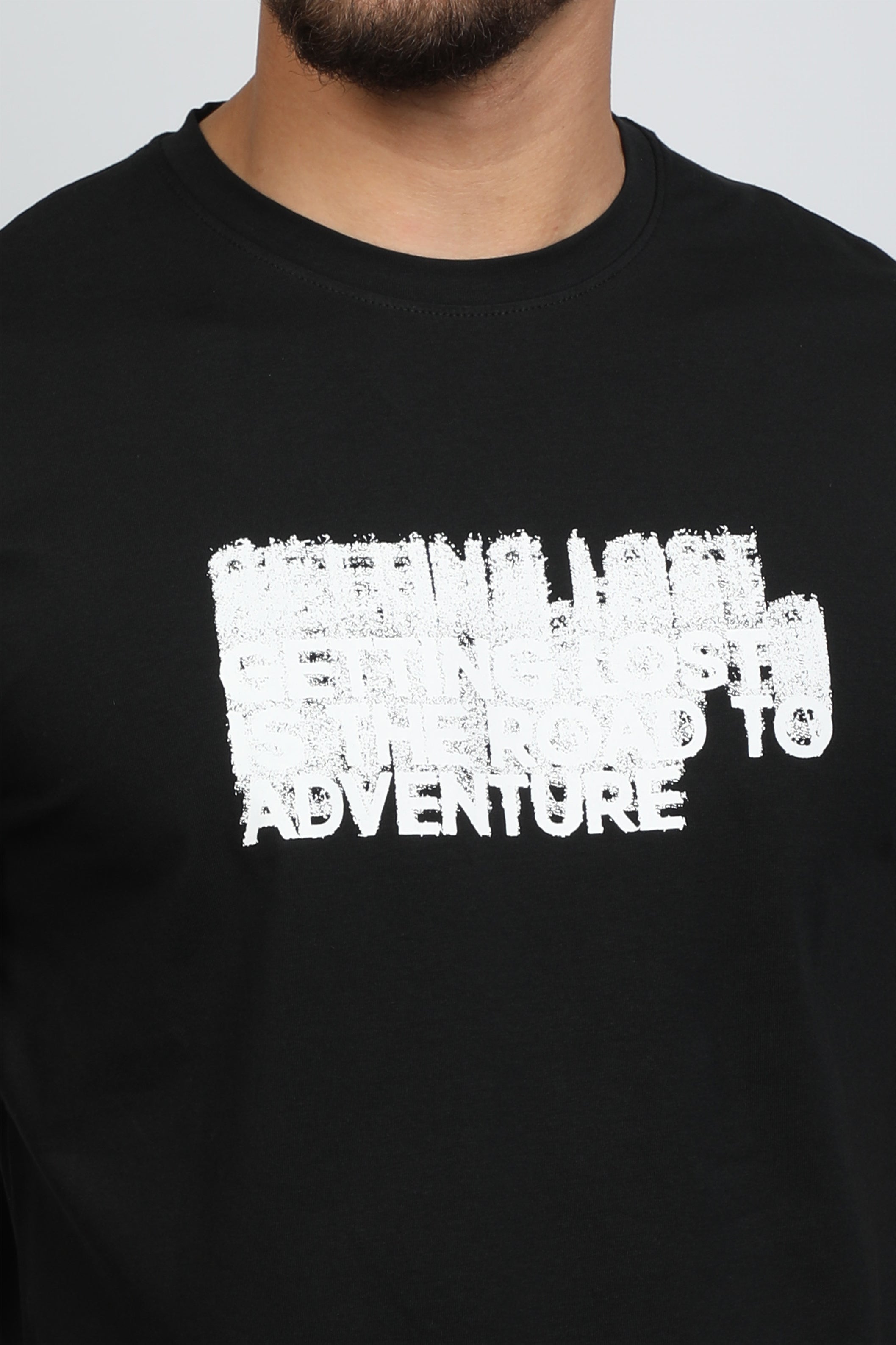 Men Black T-shirt With "Adventure" Front Design