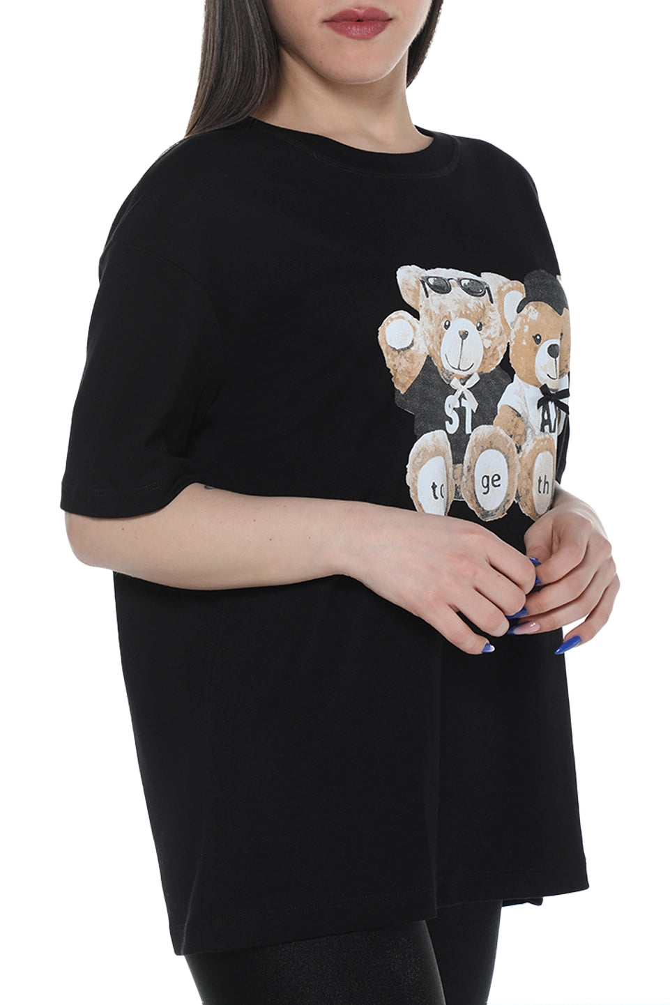 Oversized Black T-shirt With Front Design