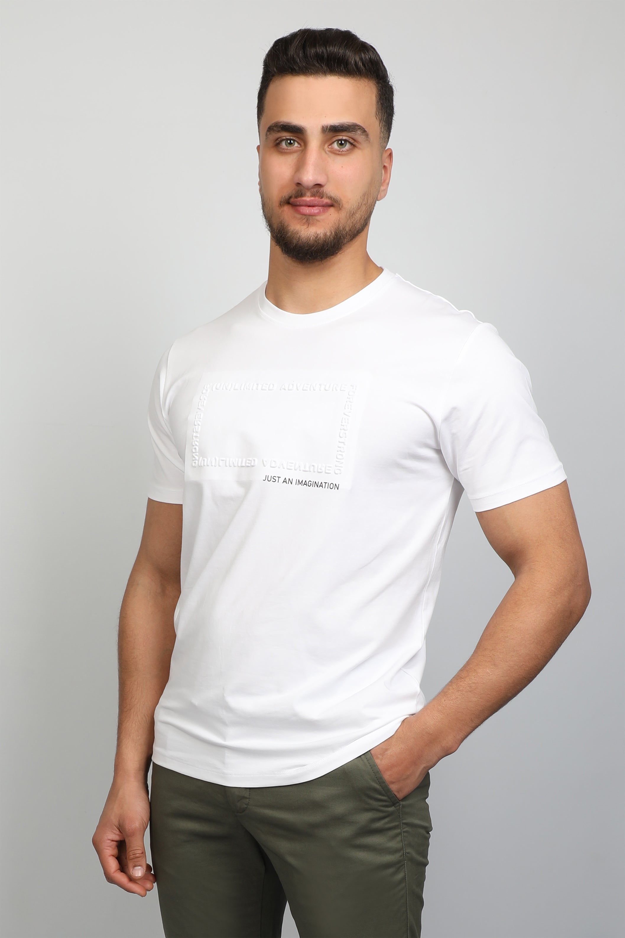"Just An Imagination" Front Designed White T-shirt