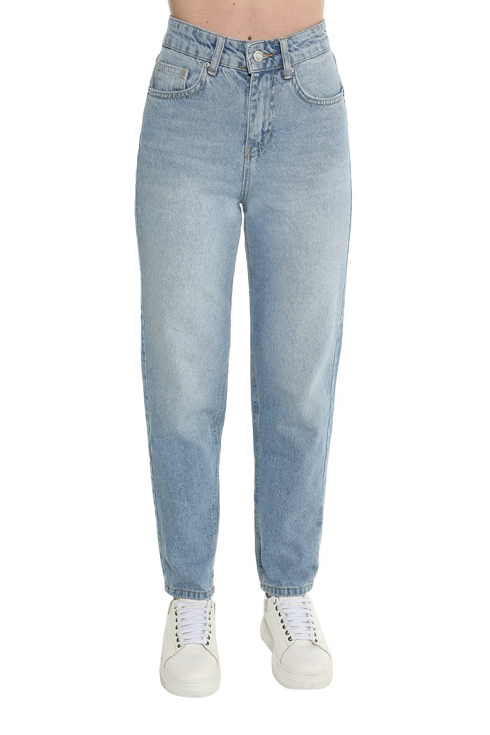 Light Blue Mom Slim Fit Plain Jeans