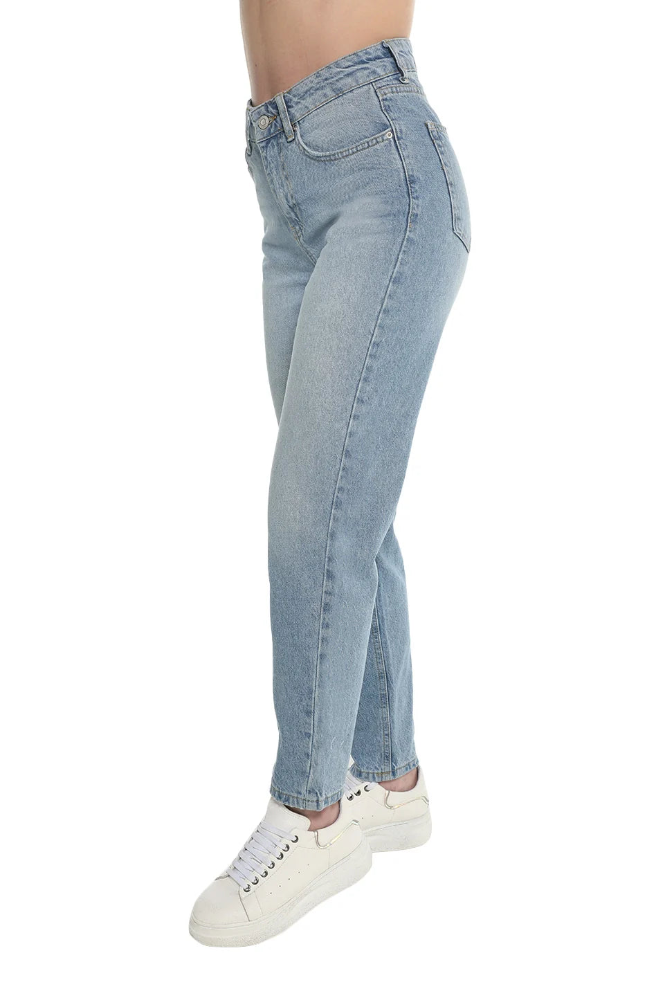 Light Blue Mom Slim Fit Plain Jeans